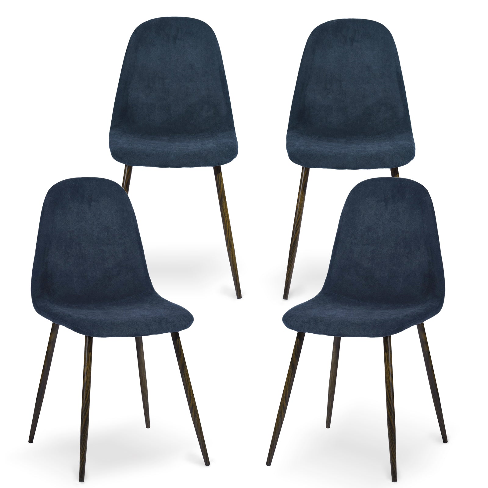 Homy Casa CHARLTON 4PC TERRY FABRIC BLUE Dining Chair Modern Seating for Home or Office Open Box