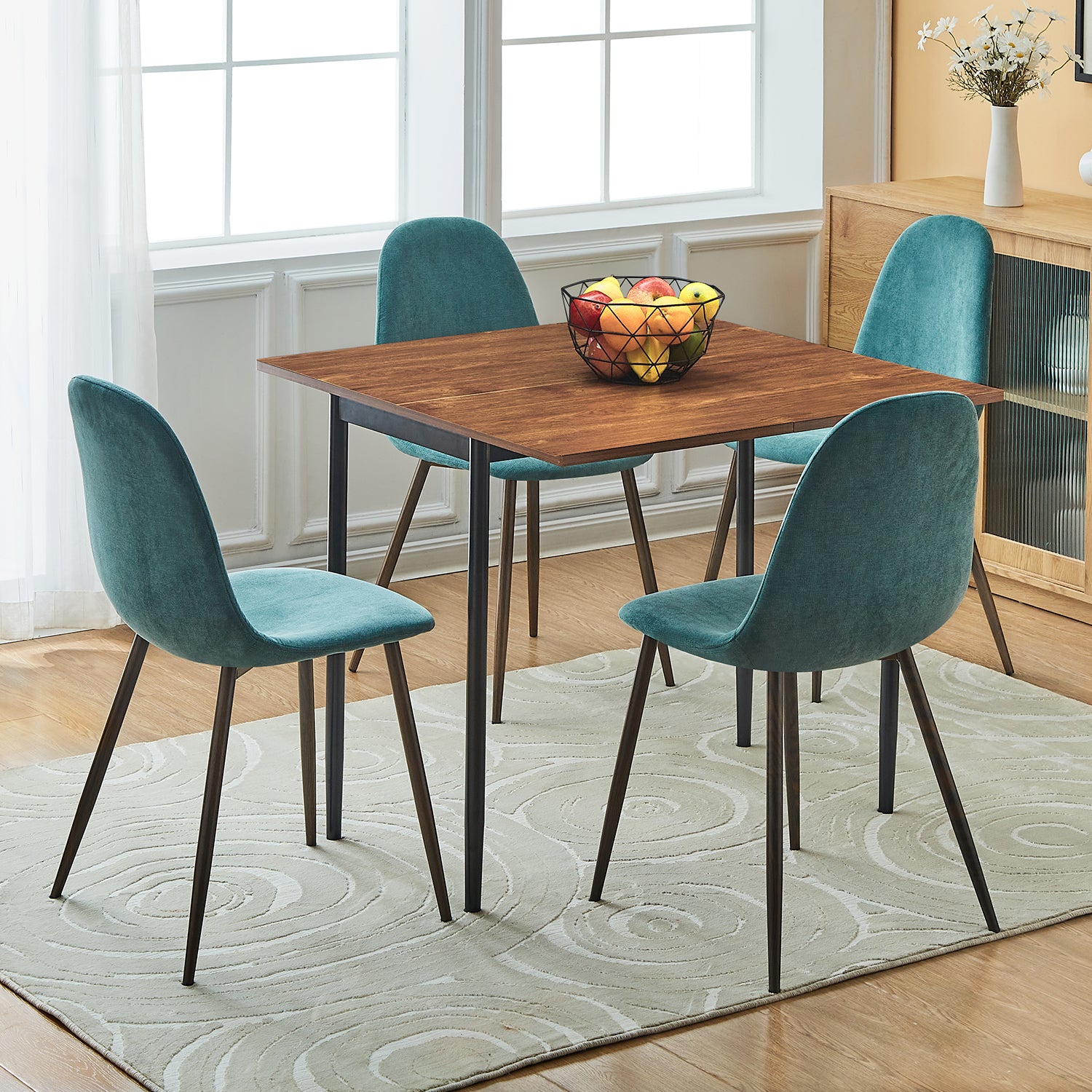 Open Box Homy Casa CHARLTON TERRY FABRIC GREEN Dining Chair "17.32 x 20.87 x 34.25 in" Modern Seating for Home and Office