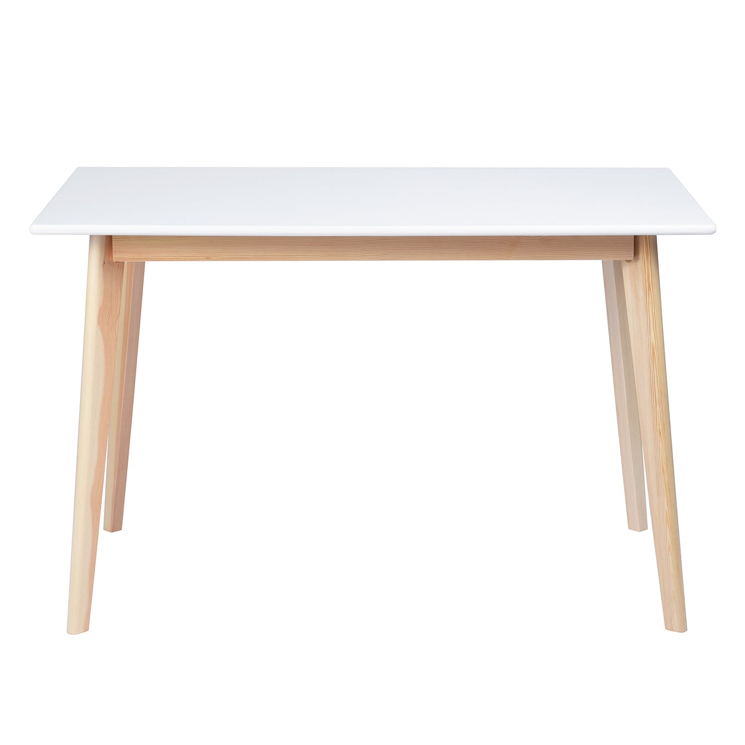 Homy Casa CURRENCY+CHARLTON 5PC Dining Set 47.2” Rectangular Dining Table with 4 Upholstered Dining Chairs in White and Beige Open Box