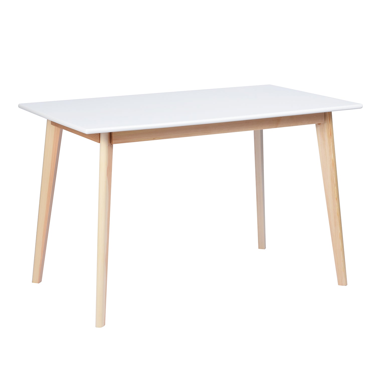 Homy Casa CURRENCY+CHARLTON 5PC Dining Set 47.2” Rectangular Dining Table with 4 Upholstered Dining Chairs in White and Beige Open Box