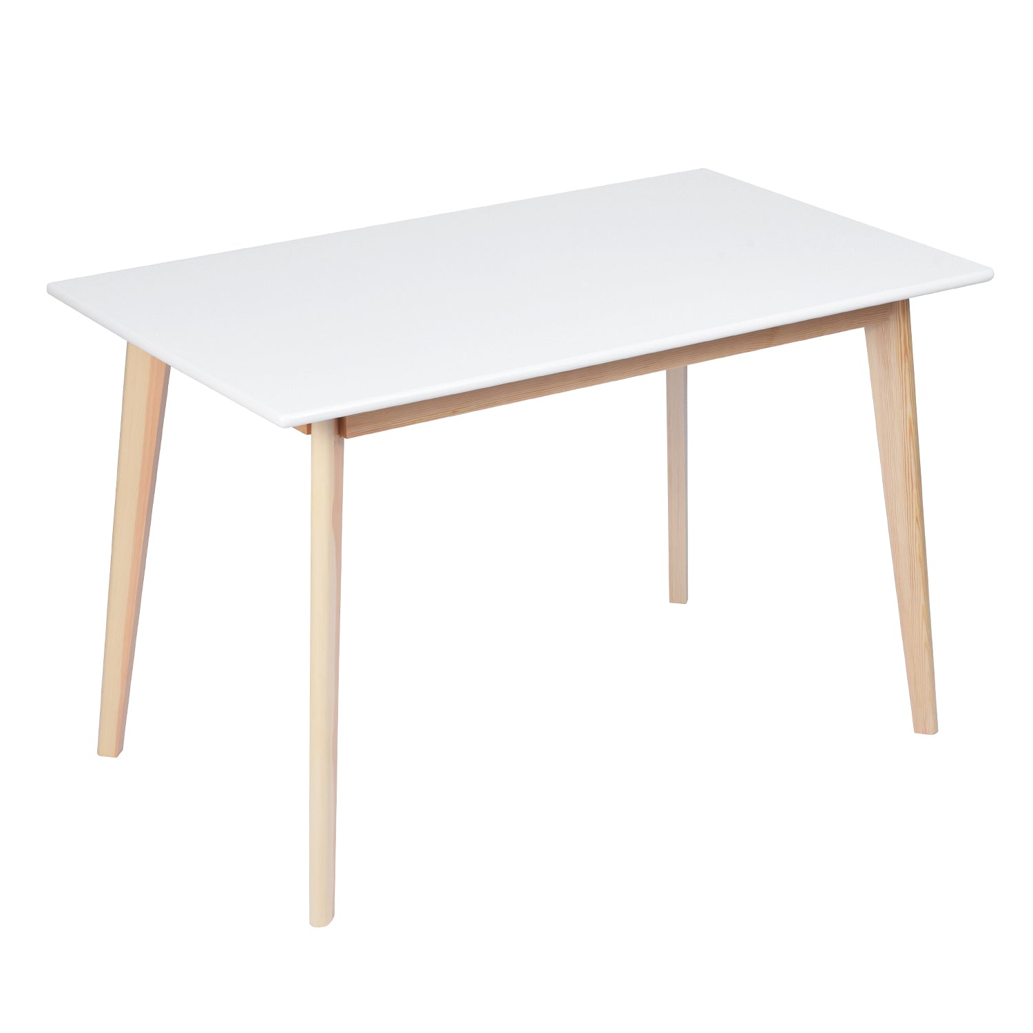 Homy Casa CURRENCY+CHARLTON 5PC Dining Set 47.2” Rectangular Dining Table with 4 Upholstered Dining Chairs in White and Beige Open Box