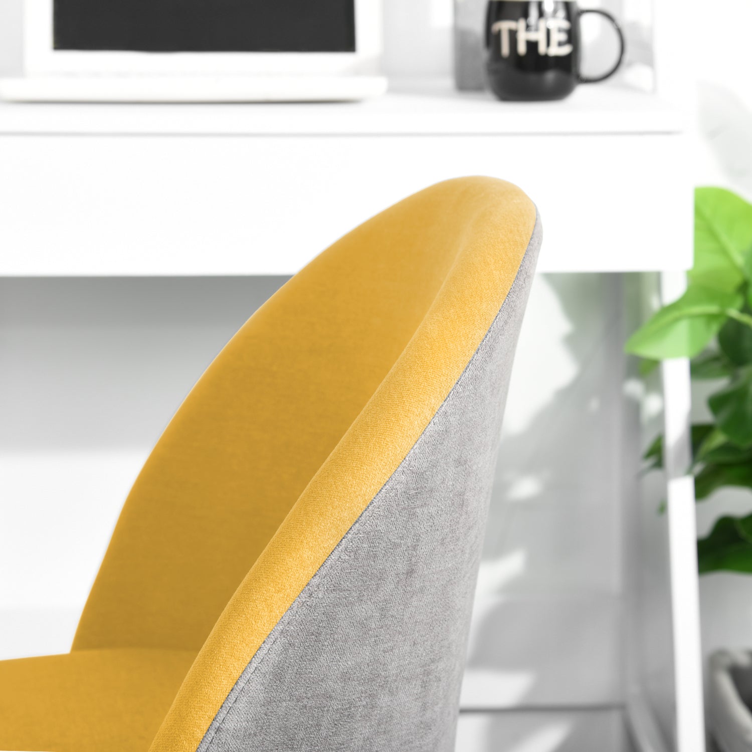 Homy Casa DUDLEY Ergonomic Office Chair with Adjustable Height and Casters, Yellow & Grey, Open Box