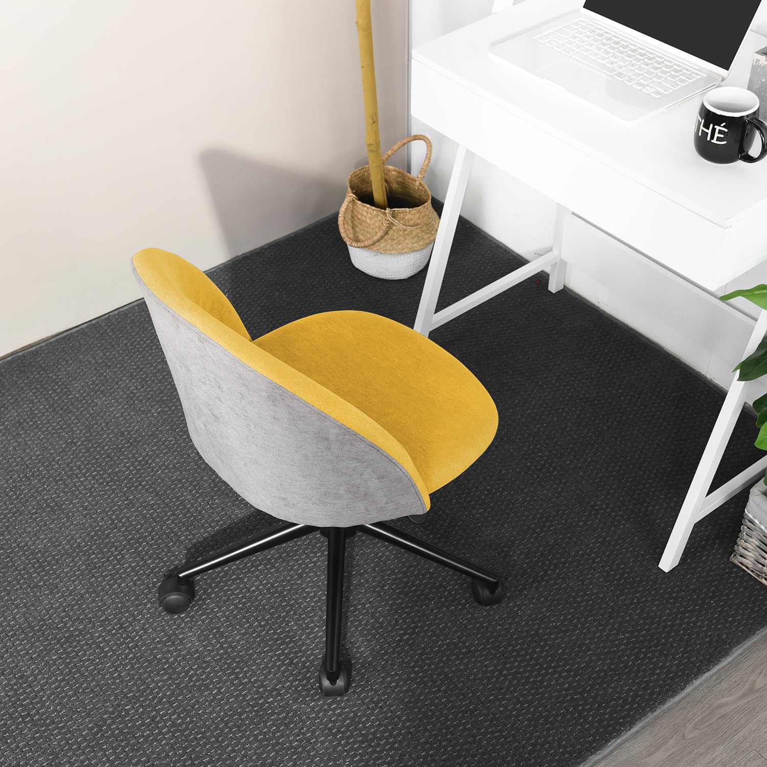 Homy Casa DUDLEY Ergonomic Office Chair with Adjustable Height and Casters, Yellow & Grey, Open Box