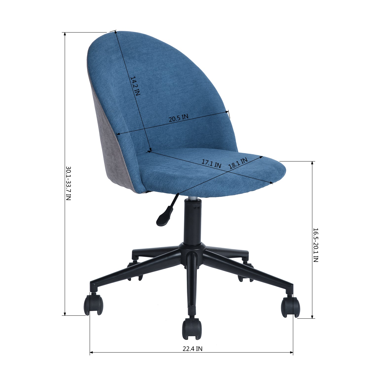 Open Box Homy Casa DUDLEY DBLUE A Office Chair "24.61" Ergonomic Adjustable Seating