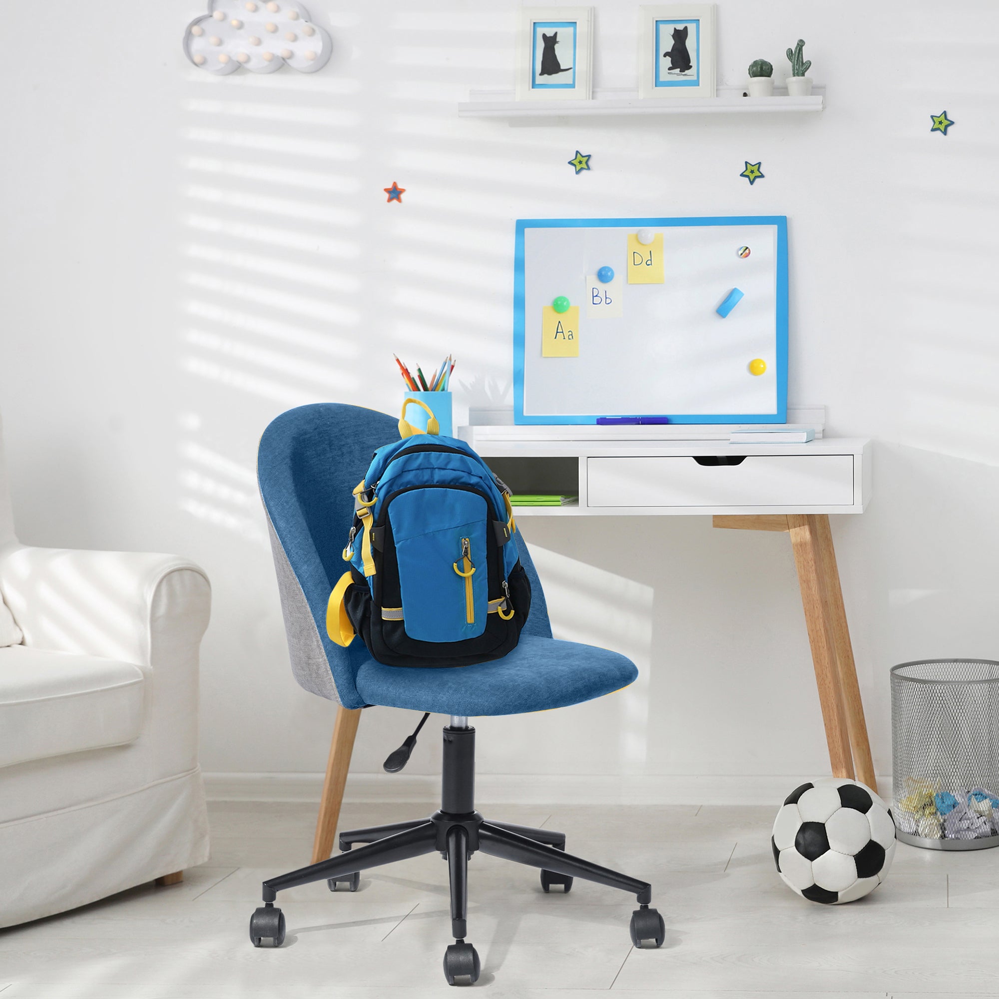 Open Box Homy Casa DUDLEY DBLUE A Office Chair "24.61" Ergonomic Adjustable Seating