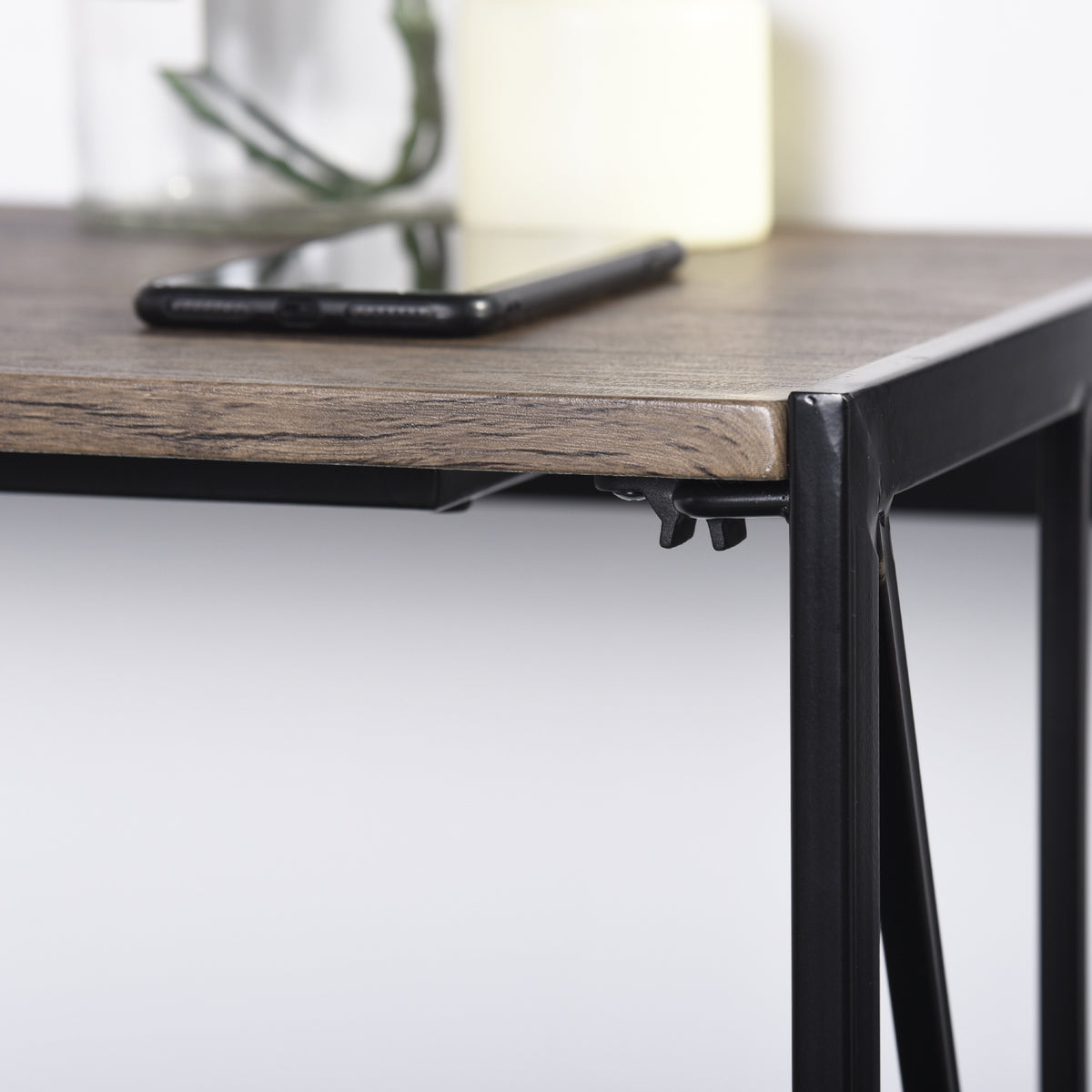 Homy Casa HORES E WALNUT Table "39.4" W x 15" D x 31.5" H Entryway or Office Desk Open Box