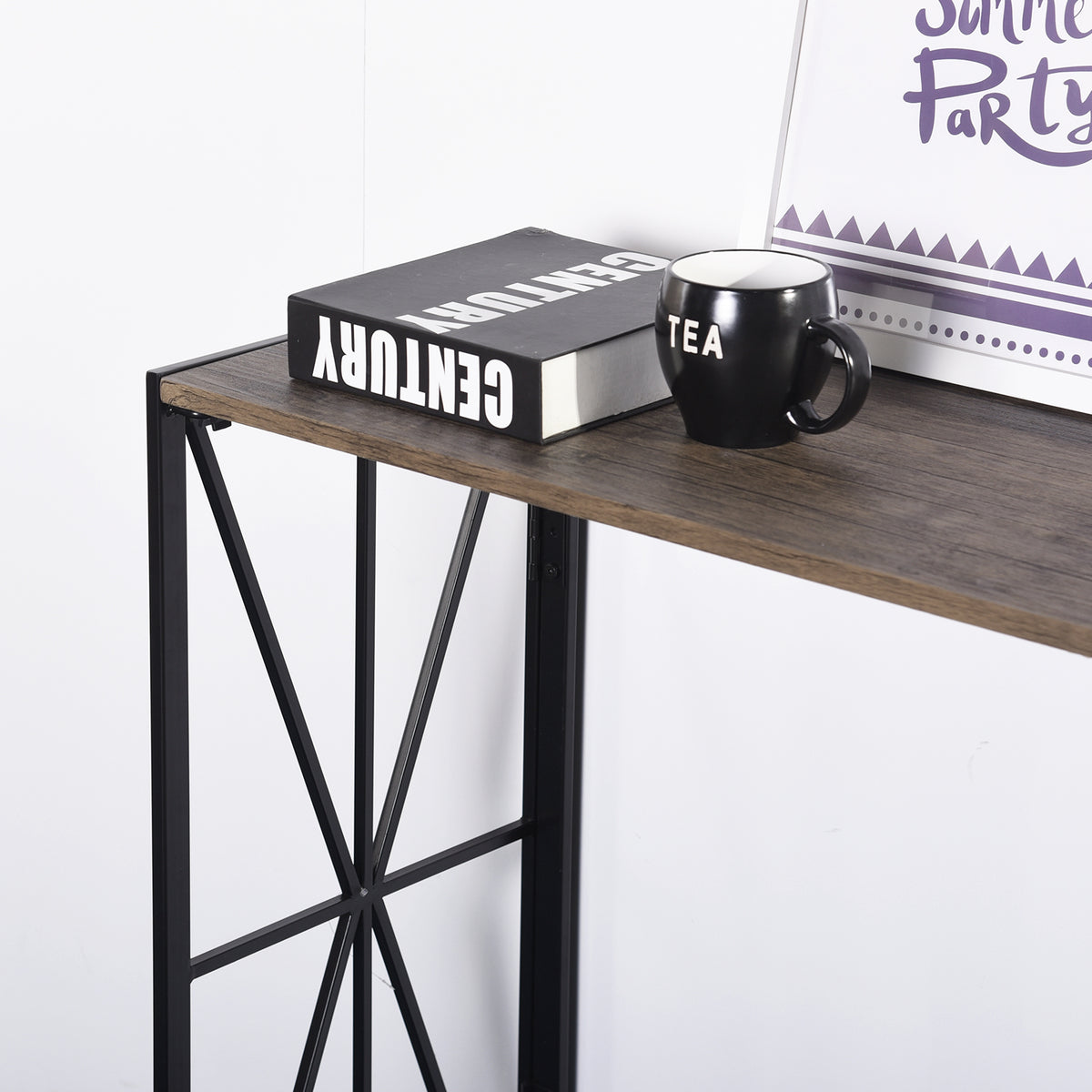 Homy Casa HORES E WALNUT Table "39.4" W x 15" D x 31.5" H Entryway or Office Desk Open Box