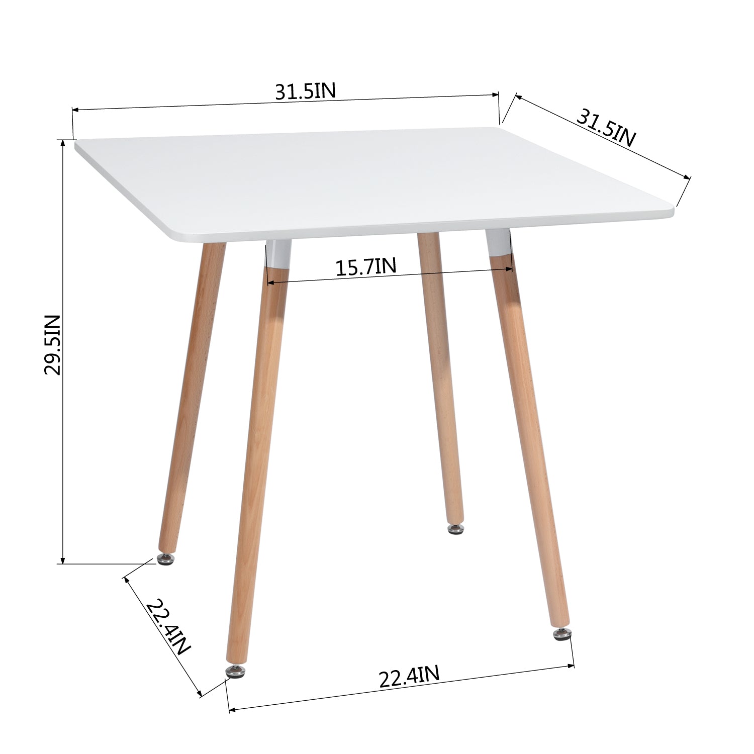 Rookie Square Wooden Top Dining Table with Rubberwood Legs