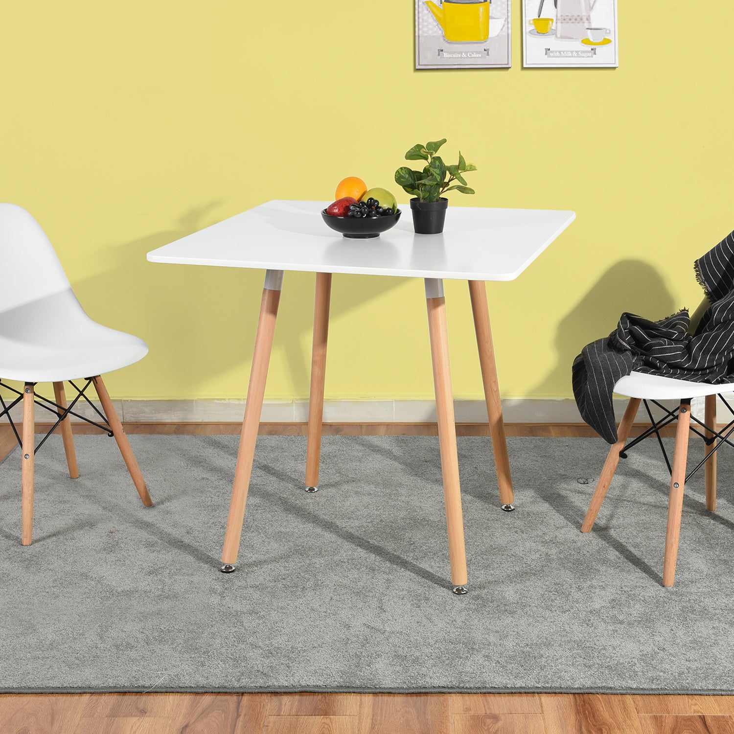 Rookie Square Wooden Top Dining Table with Rubberwood Legs