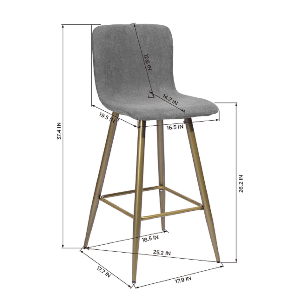Homy Casa Scargill Counter 26 Dark Grey Gold Leg Swivel Barstool Open Box