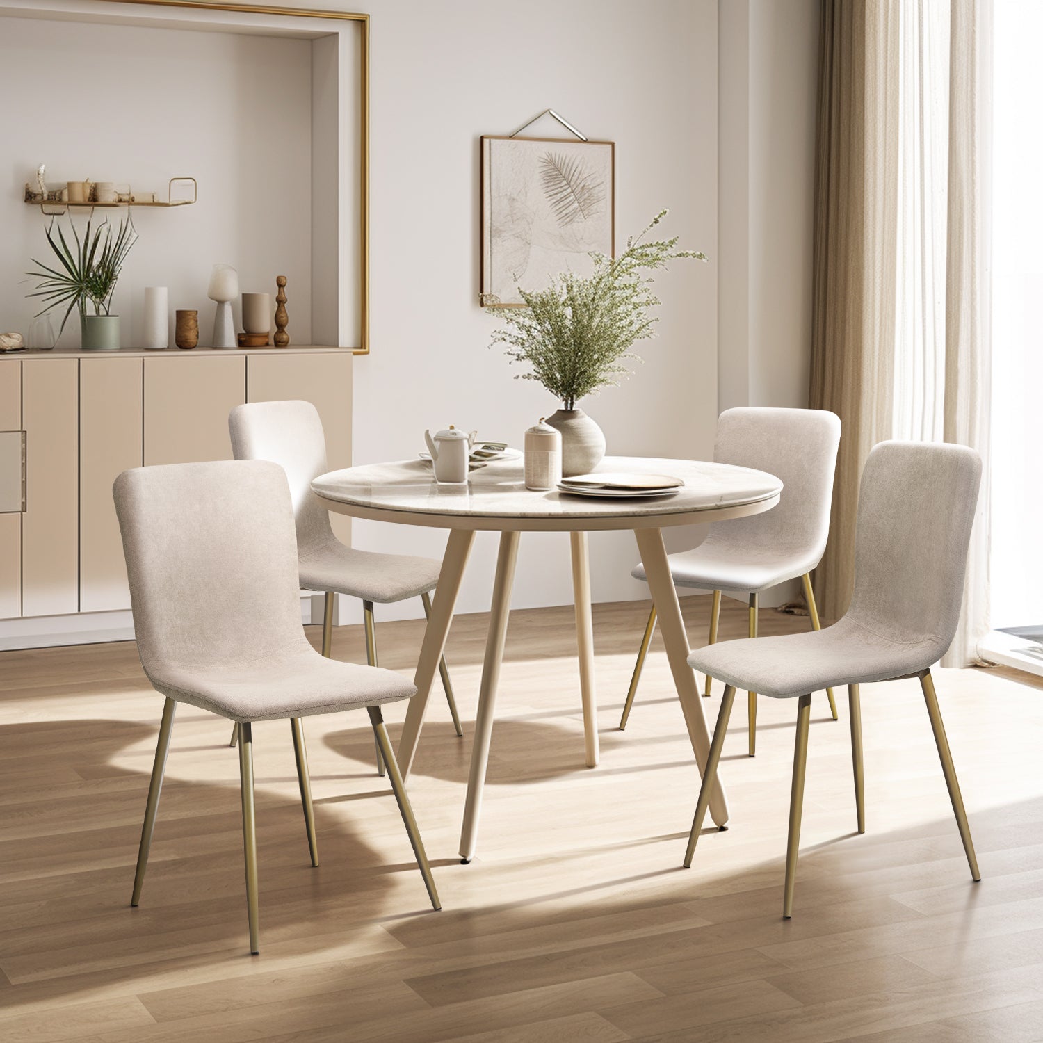 Scargill Set of 4 Modern Upholstered Dining Chairs with Metal Legs