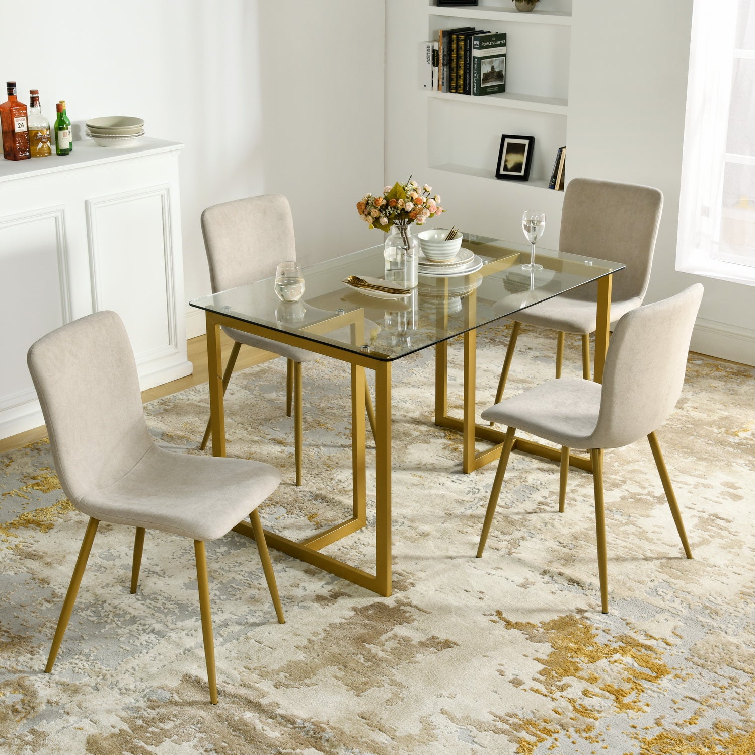 Scargill Set of 4 Modern Upholstered Dining Chairs with Metal Legs