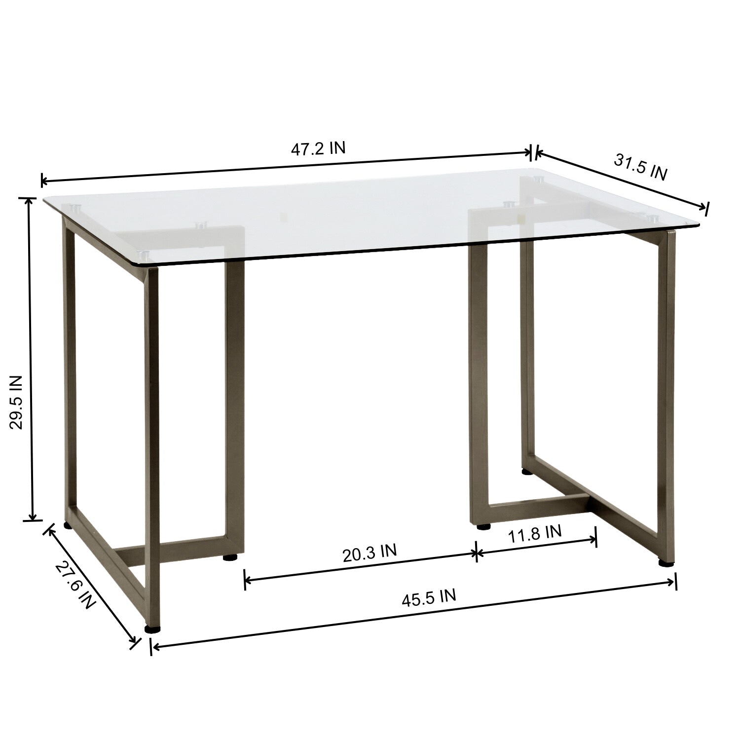 Homy Casa Slip Clear Glass 47"Modern Tempered Glass Dining Table with Golden Base,Open Box
