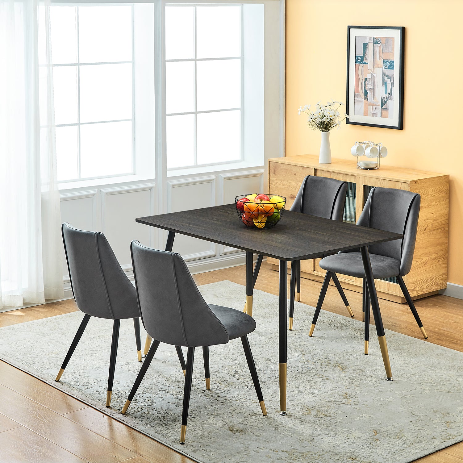 Homy Casa SMEG Dining Charcoal Leathaire Chair "20.67'' x 19.49'' x 32.68''" Modern Dining Seating Open Box