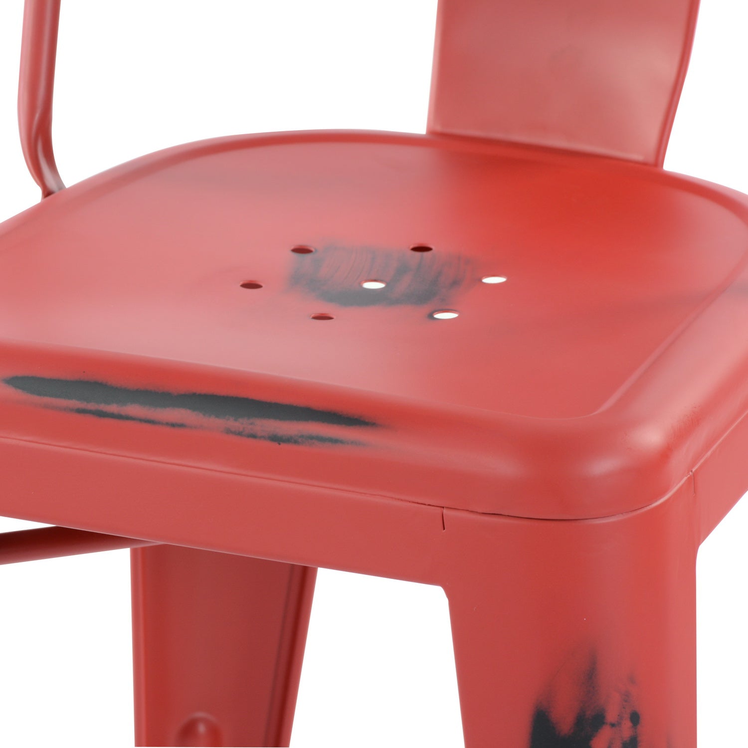 Homy Casa THOCAR 24" Red Metal Bar Stools Set of 2 for Dining and Bar Seating Open Box