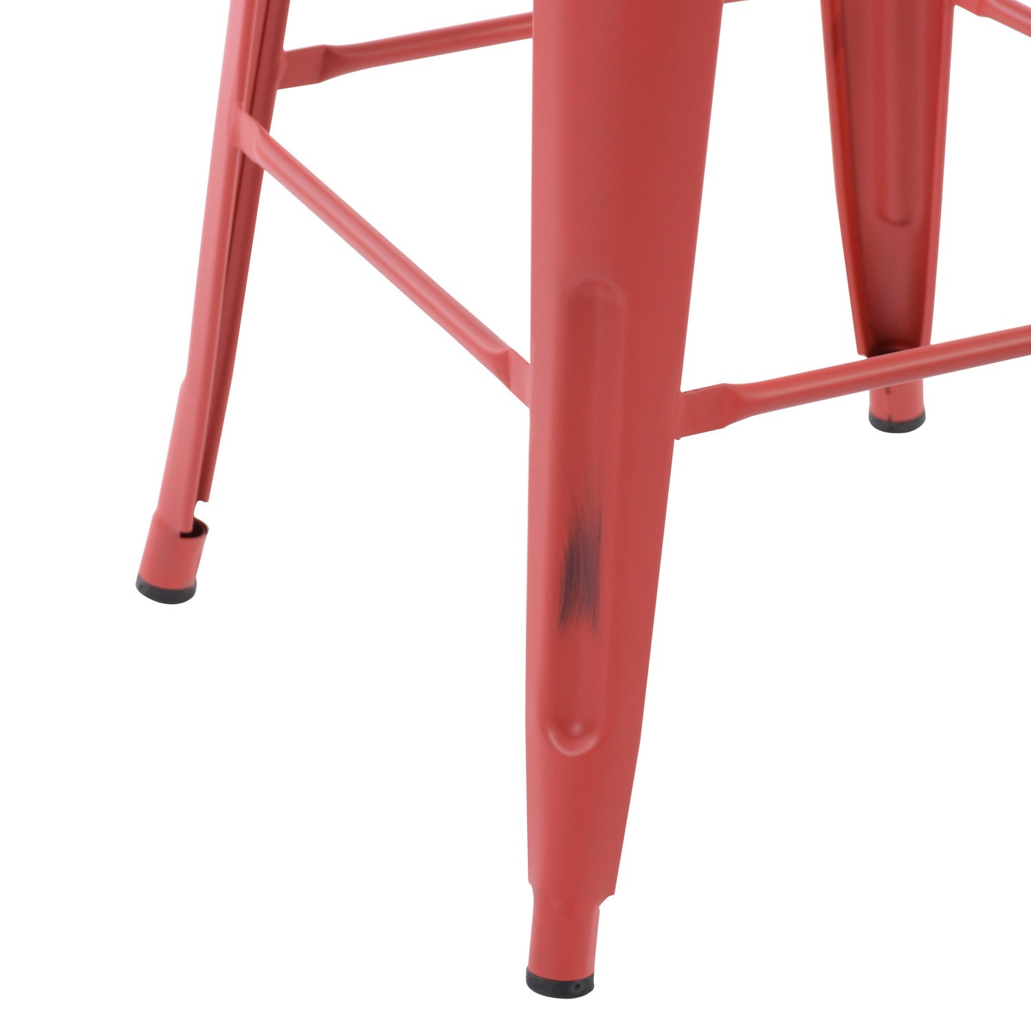 Homy Casa THOCAR 29" Red Metal Bar Stool Set of 2 for Dining and Bar Seating Open Box
