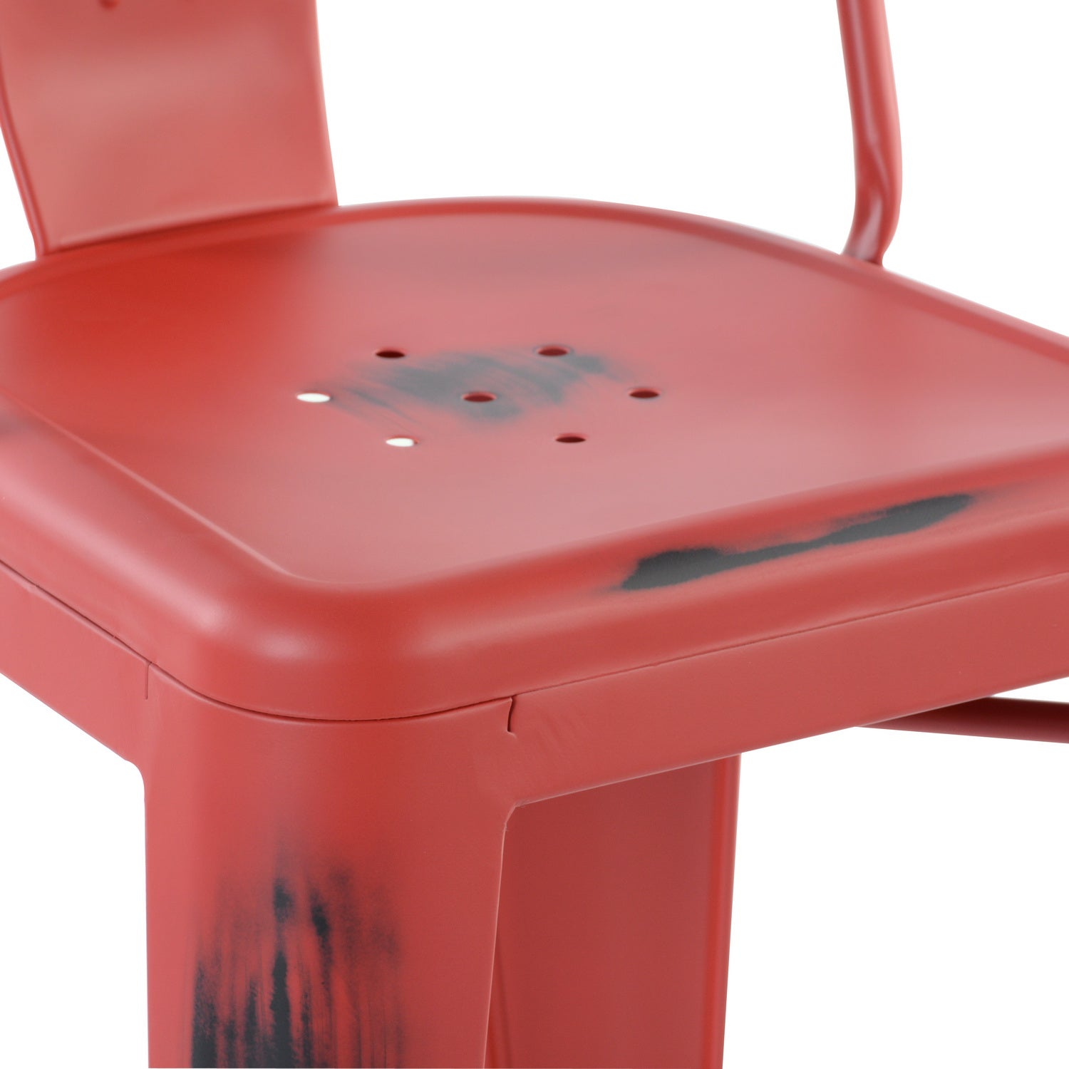 Homy Casa THOCAR 29" Red Metal Bar Stool Set of 2 for Dining and Bar Seating Open Box