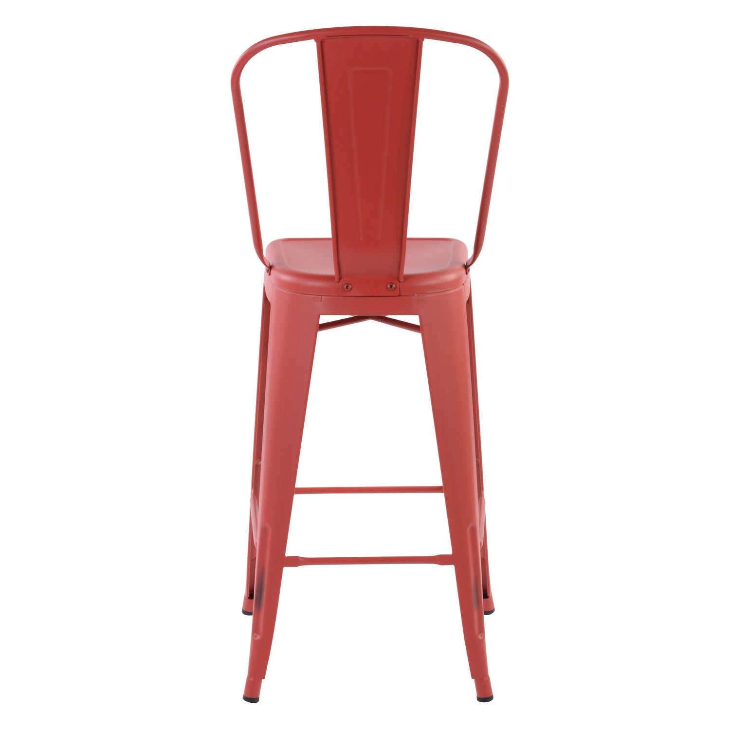 Homy Casa THOCAR 29" Red Metal Bar Stool Set of 2 for Dining and Bar Seating Open Box