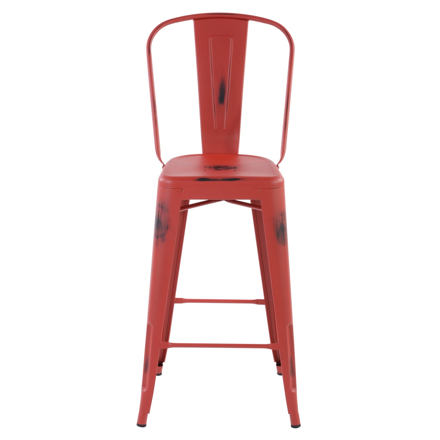 Homy Casa THOCAR 29" Red Metal Bar Stool Set of 2 for Dining and Bar Seating Open Box