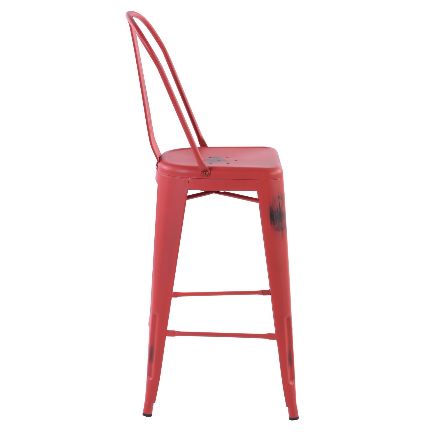 Homy Casa THOCAR 29" Red Metal Bar Stool Set of 2 for Dining and Bar Seating Open Box