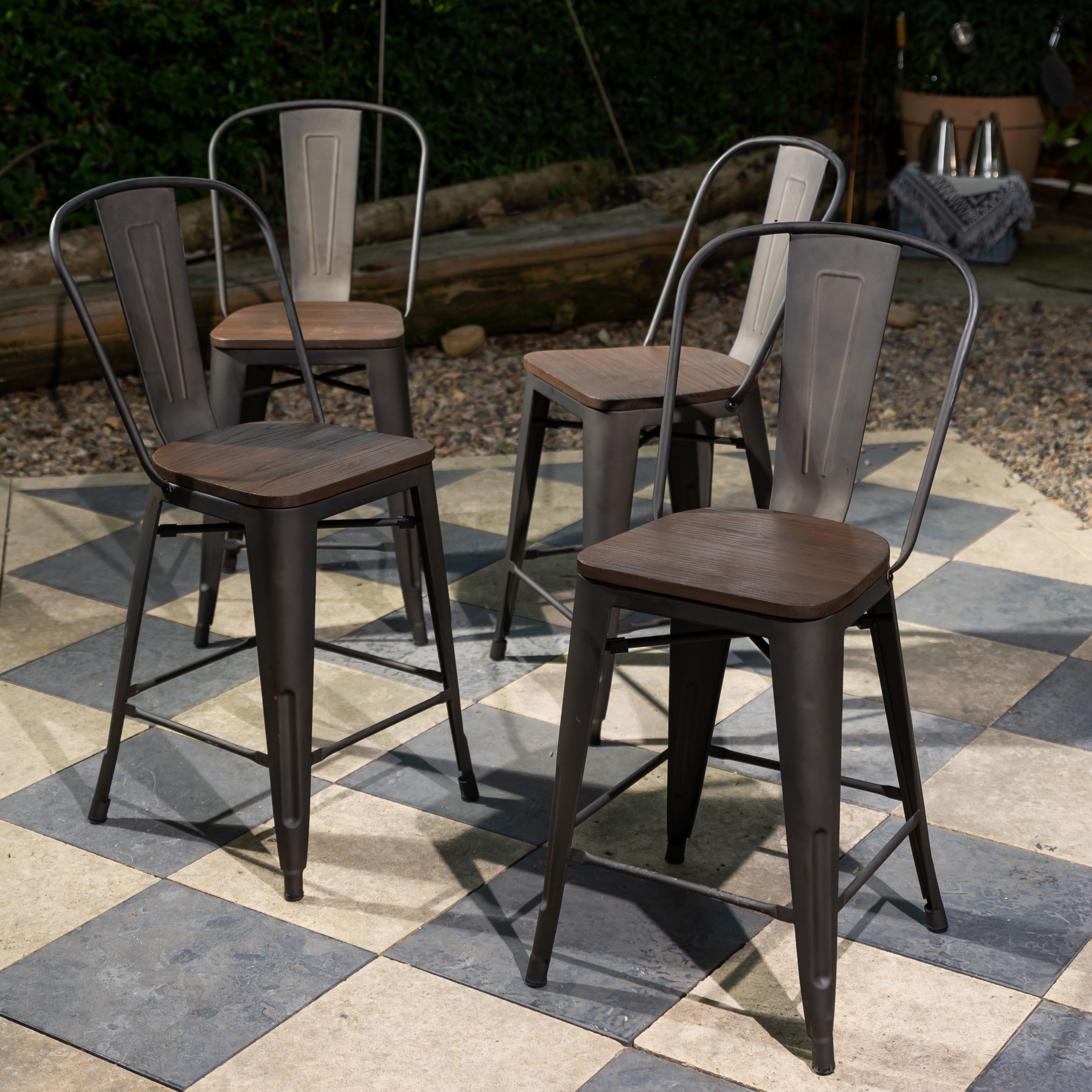 Homy Casa THOCAR 29" Gun Color Bar Stools Set of 4 for Kitchen, Dining, or Home Bar Open Box
