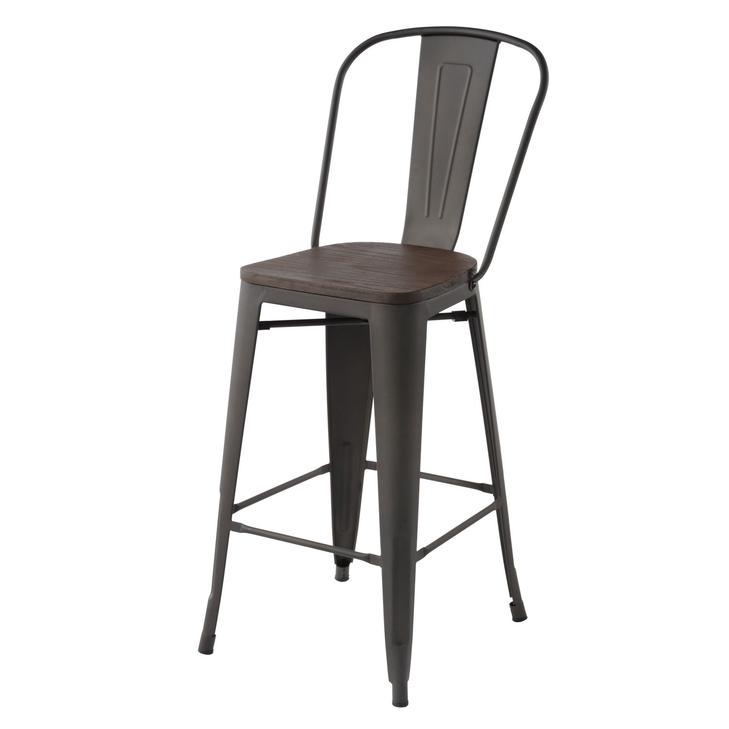 Homy Casa THOCAR 29" Gun Color Bar Stools Set of 4 for Kitchen, Dining, or Home Bar Open Box