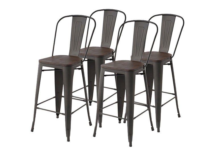 Homy Casa THOCAR 29" Gun Color Bar Stools Set of 4 for Kitchen, Dining, or Home Bar Open Box