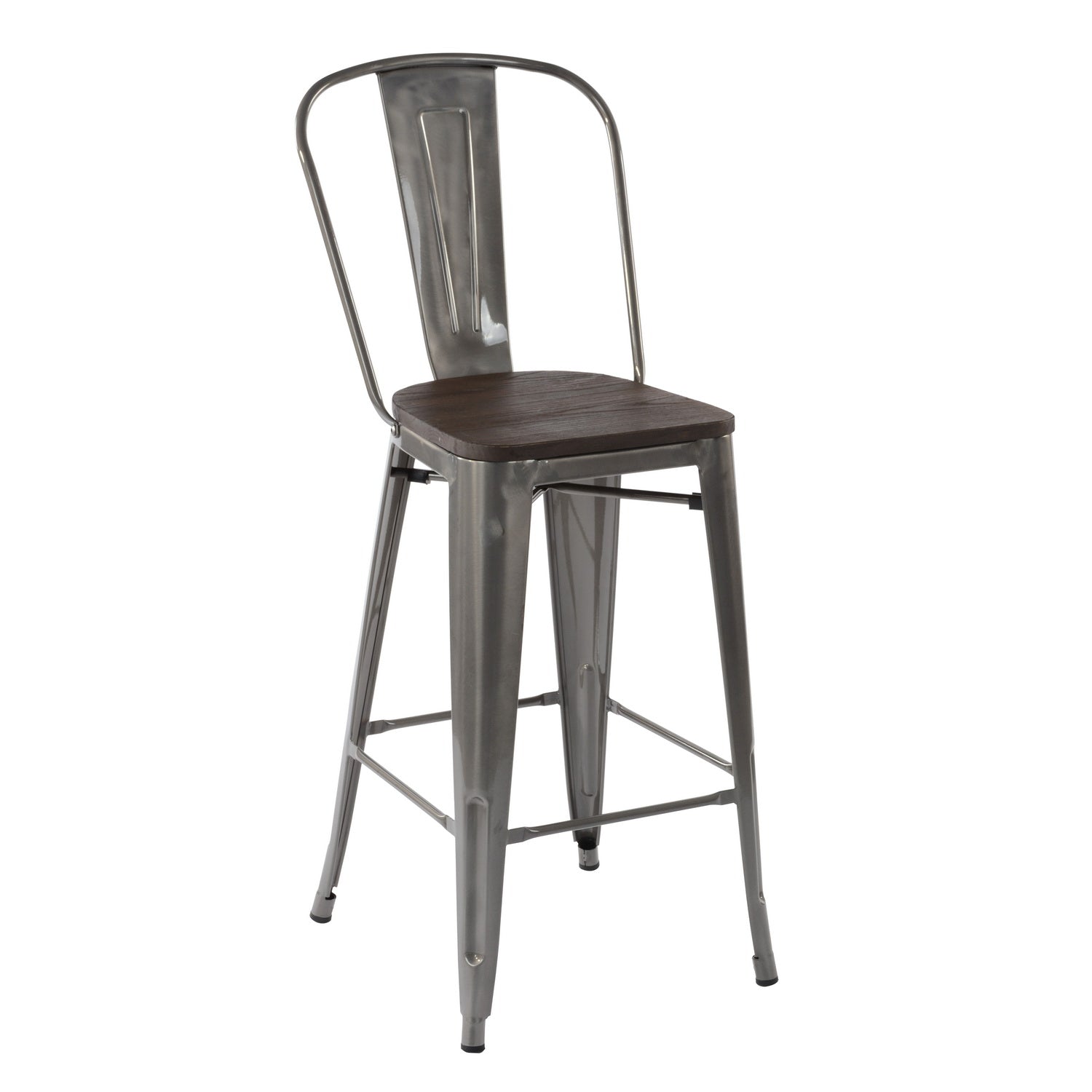 Homy Casa THOCAR 29" Silver Color Bar Stools Set of 4 for Kitchen, Dining, or Home Bar Open Box