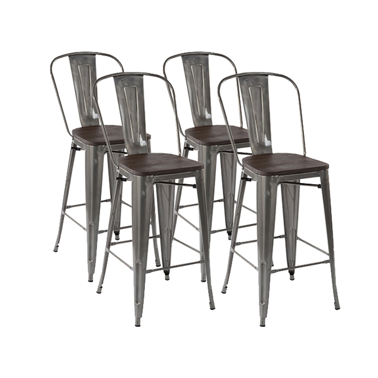 Homy Casa THOCAR 29" Silver Color Bar Stools Set of 4 for Kitchen, Dining, or Home Bar Open Box