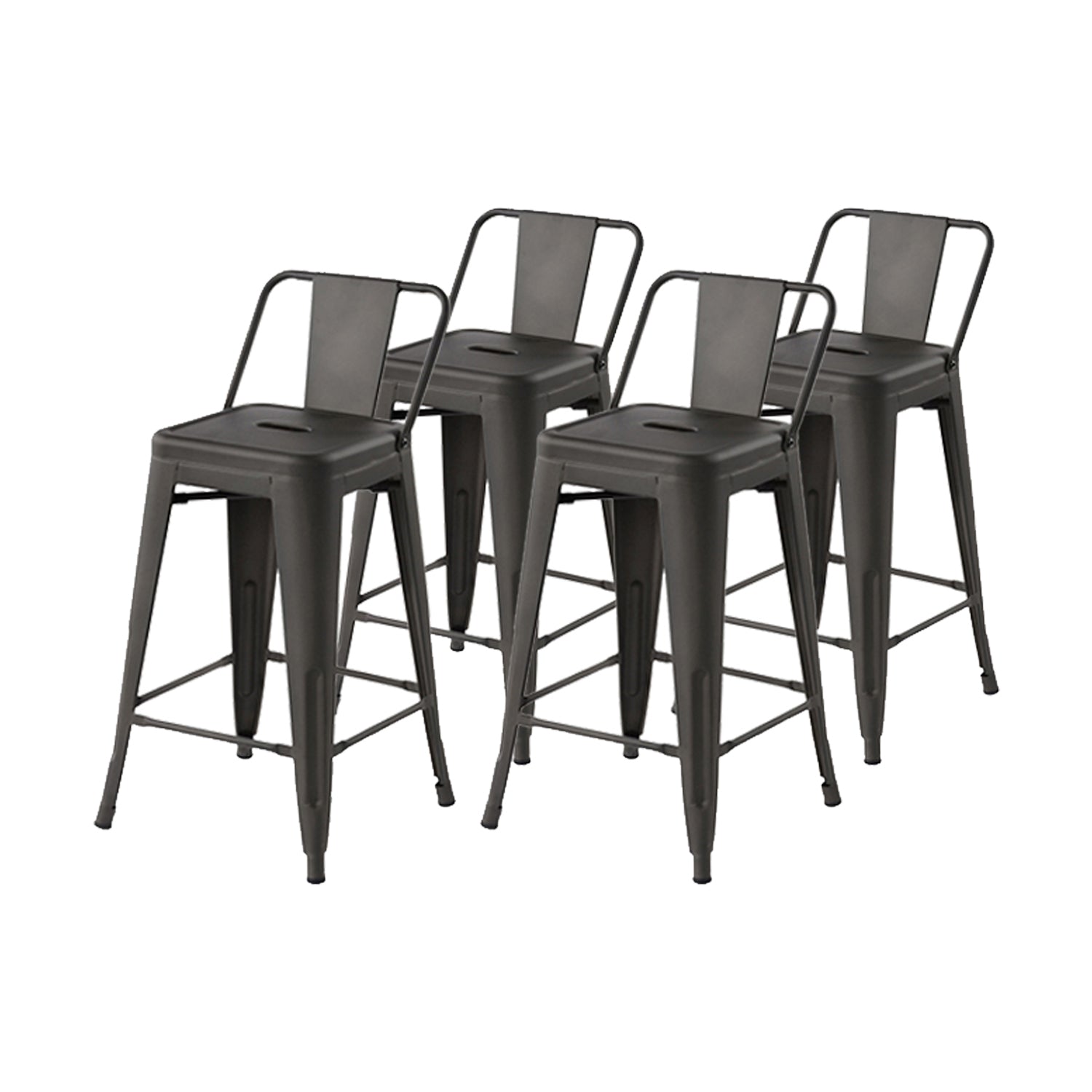 Homy Casa VUSTU 24" Gun Metal Bar Stools Set of 4 for Home and Workspace Open Box