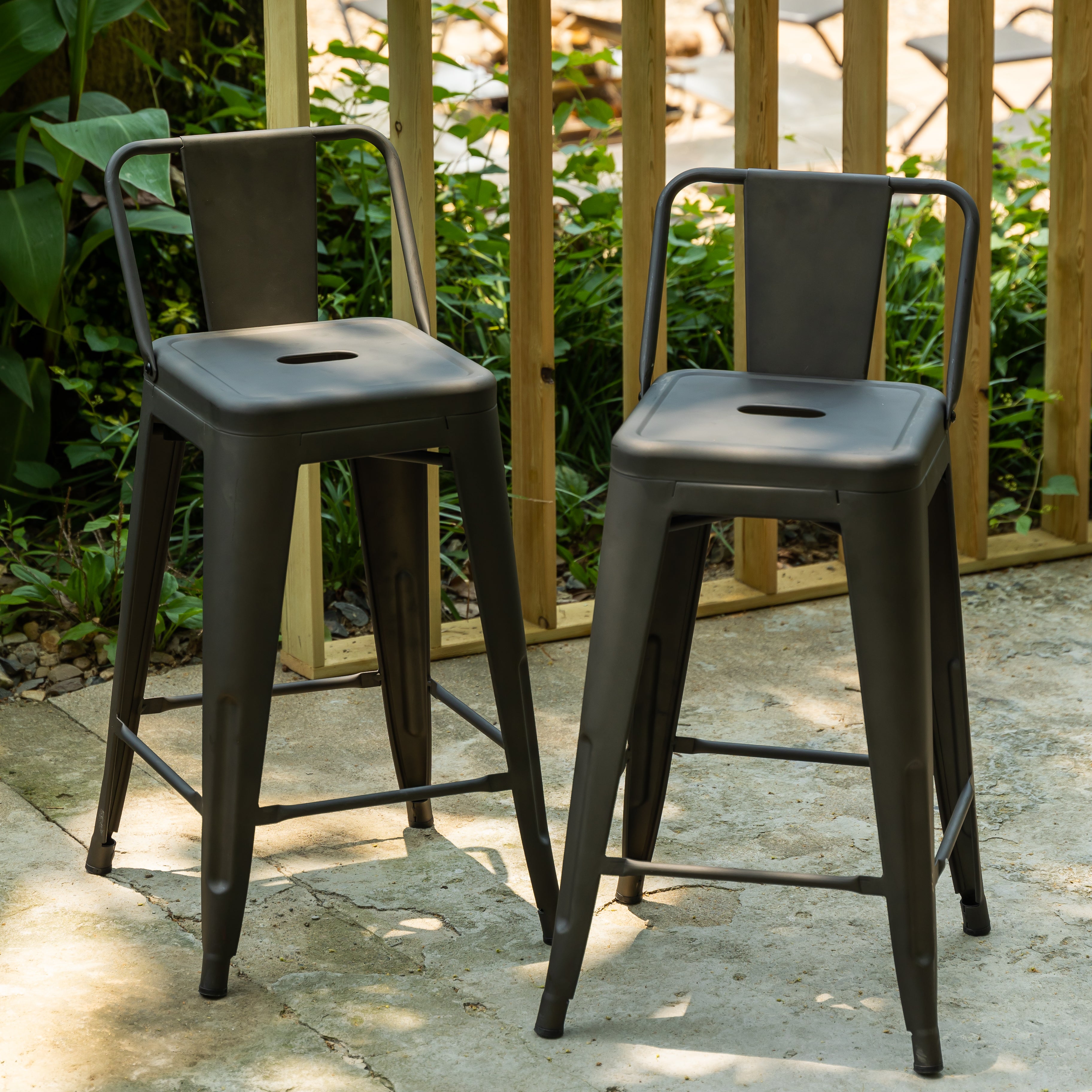 Homy Casa VUSTU 24" Gun Metal Bar Stools Set of 4 for Home and Workspace Open Box