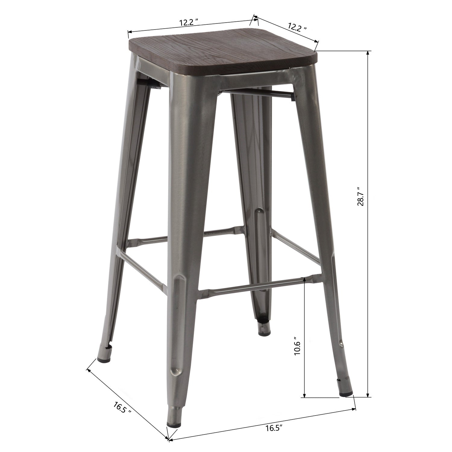 Open Box Homy Casa ZOLNES 29" Silver Metal Bar Stools Set of 4 for Home and Workspace
