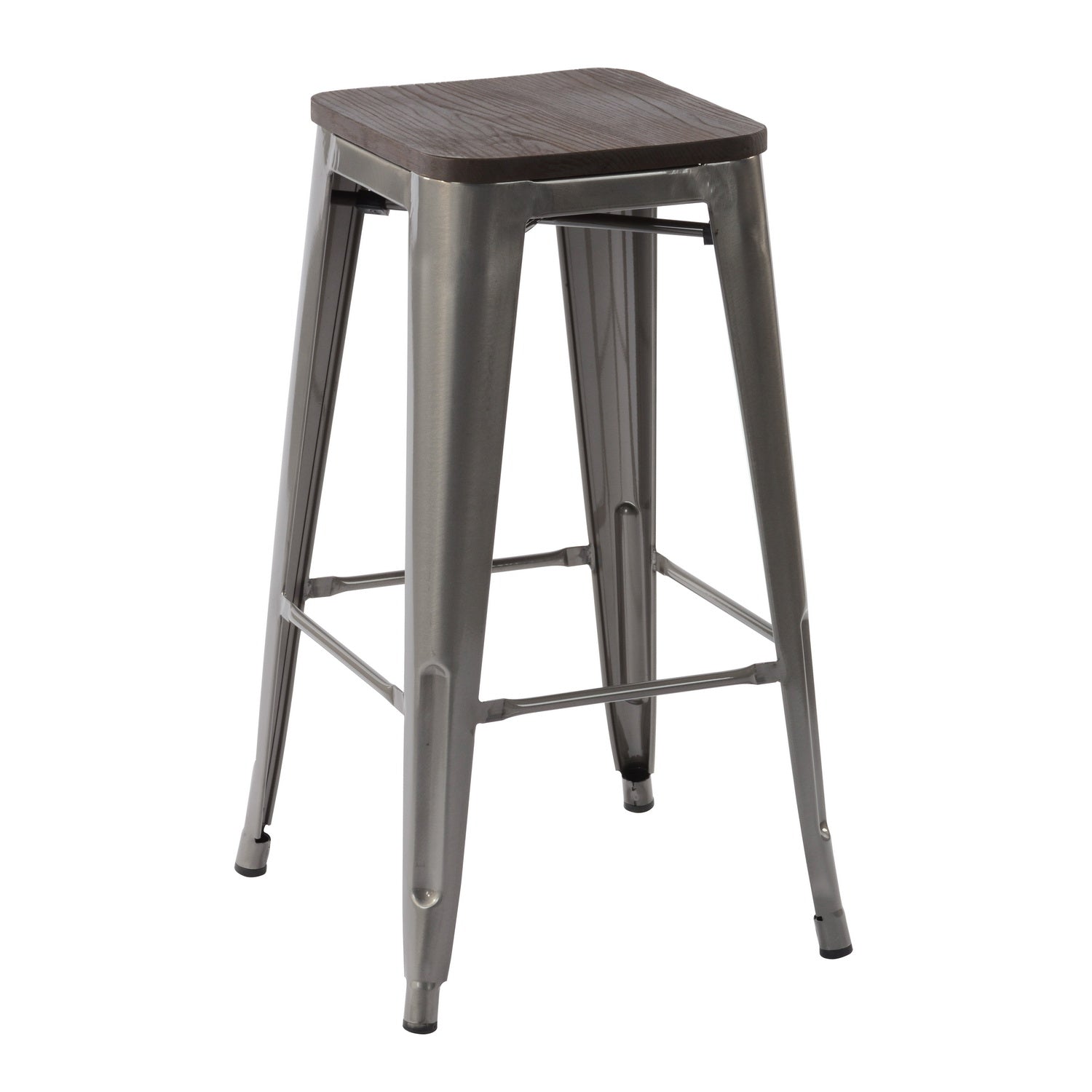 Open Box Homy Casa ZOLNES 29" Silver Metal Bar Stools Set of 4 for Home and Workspace