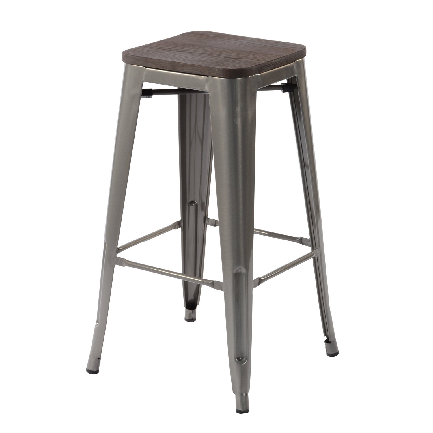 Open Box Homy Casa ZOLNES 29" Silver Metal Bar Stools Set of 4 for Home and Workspace