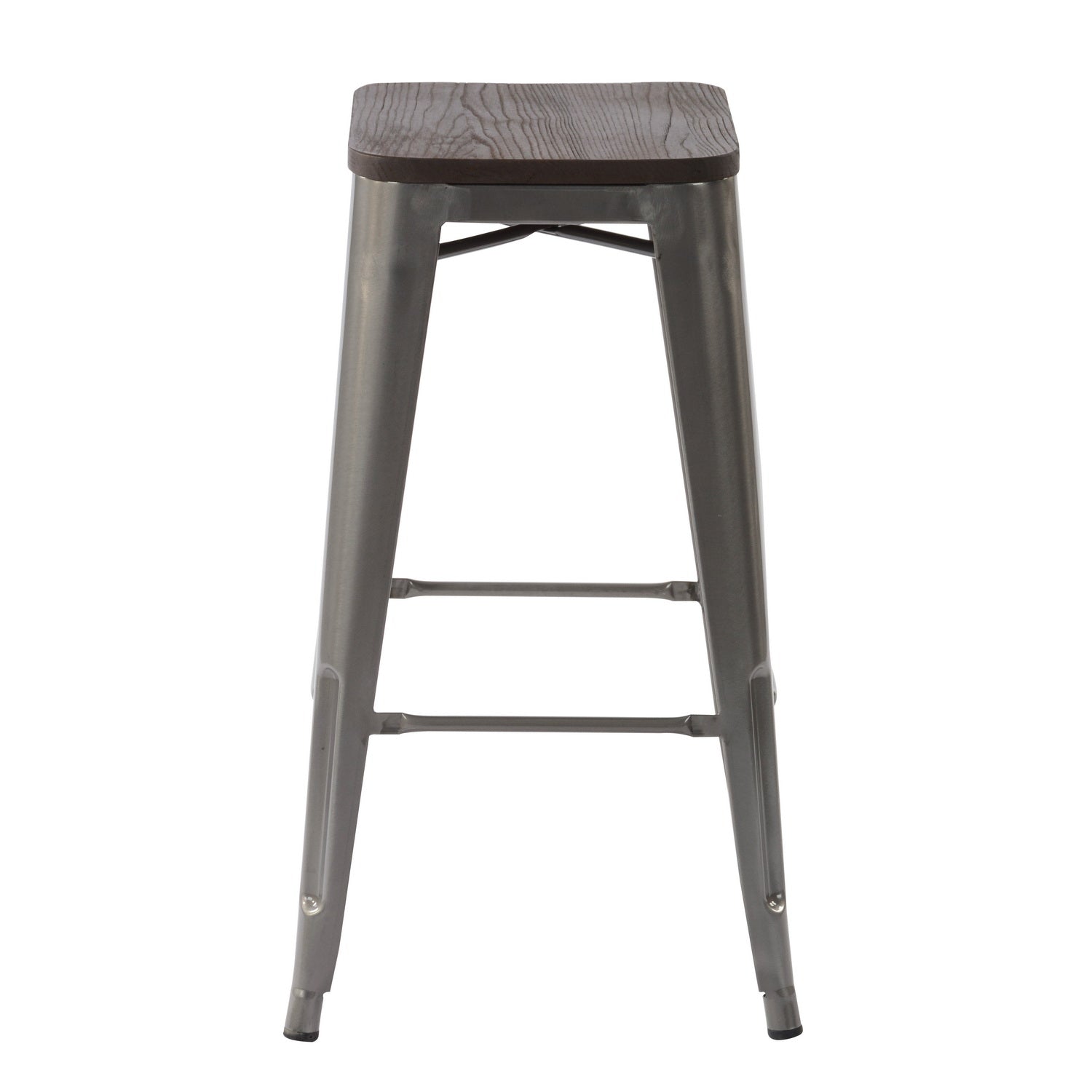 Open Box Homy Casa ZOLNES 29" Silver Metal Bar Stools Set of 4 for Home and Workspace