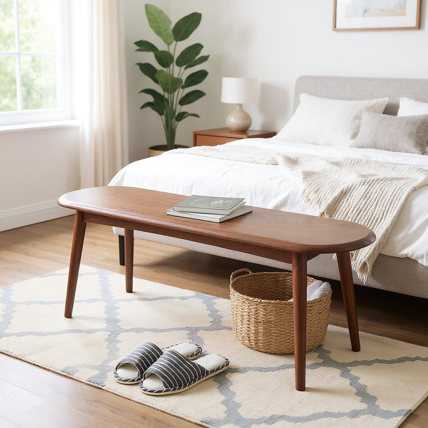 Inari Mid-Century Solid Wood Bench