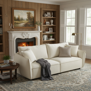 Phoenix 88" 3-Seater Linen Fabric Sofa, Beige