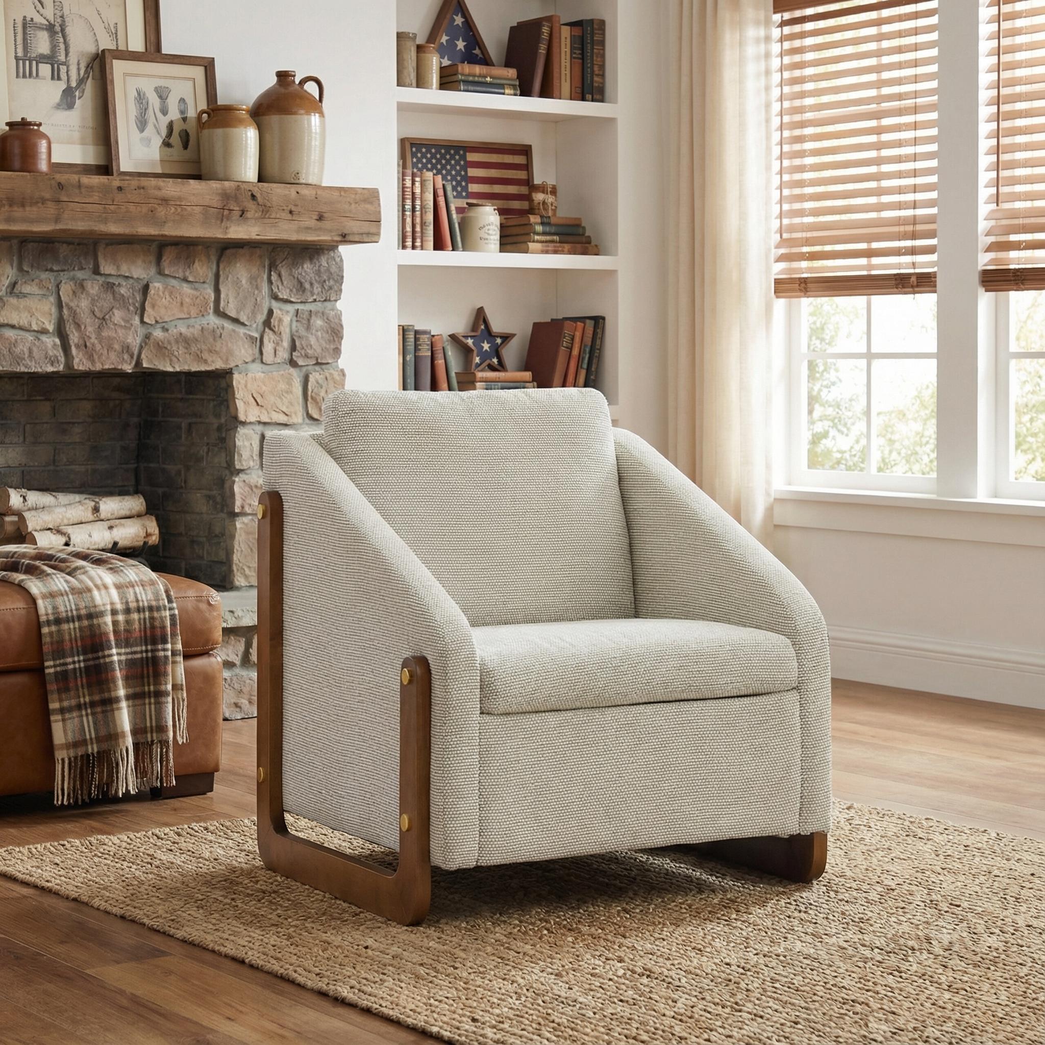 Sedgwick Modern Chenille Upholstered Armchair Wooden Frame