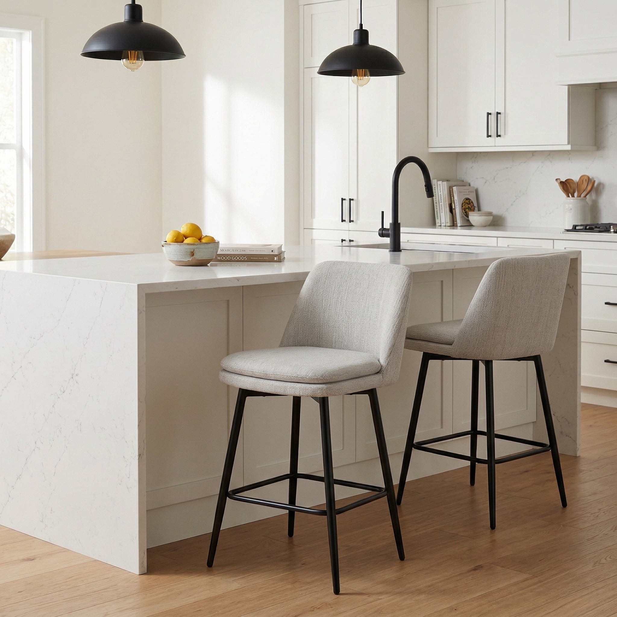 Priorat 26" Swivel Counter Height Upholstered Bar Stools Set of 2