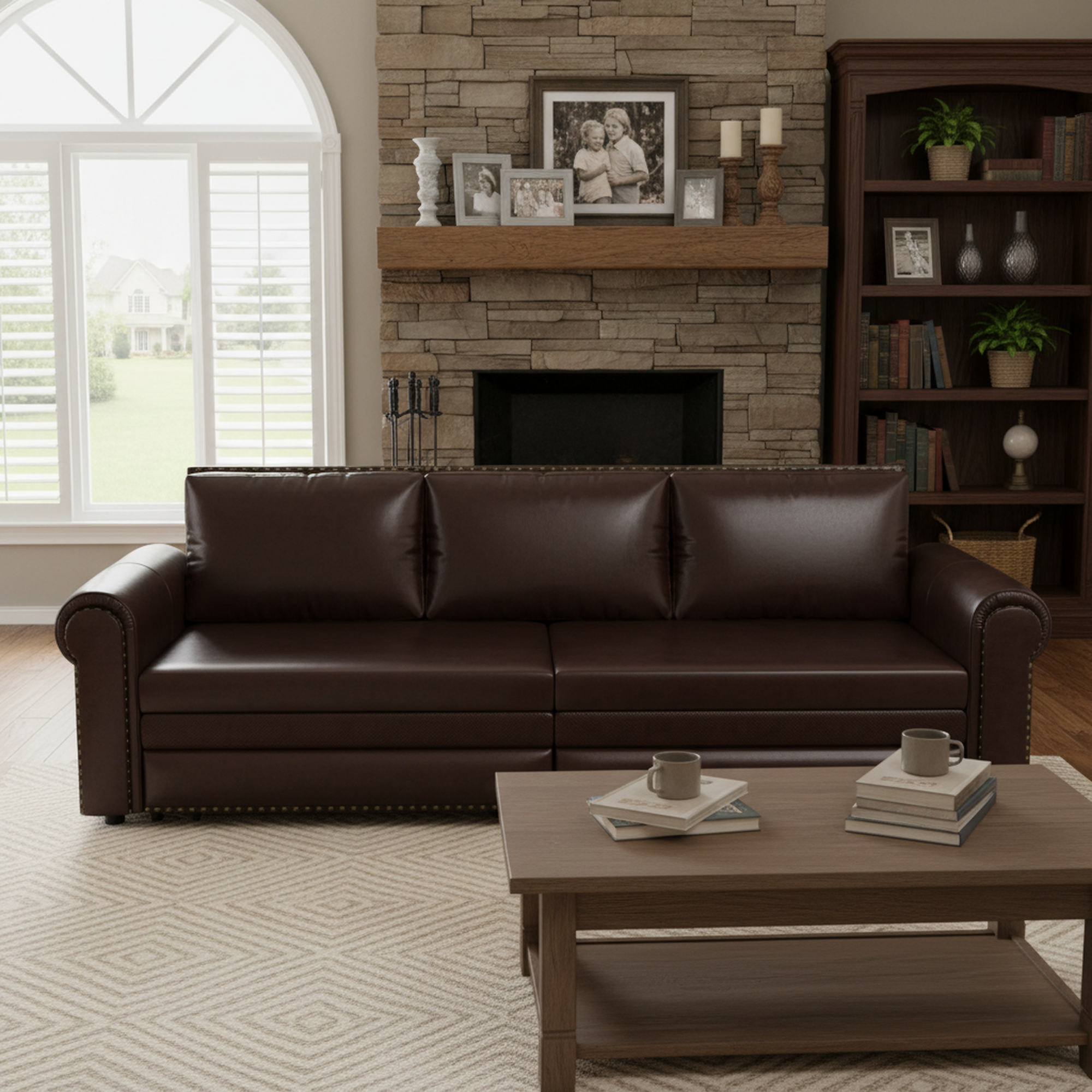 Denton 93.7" Faux Leather Chesterfield King Pull-Out Sleeper Sofa Bed