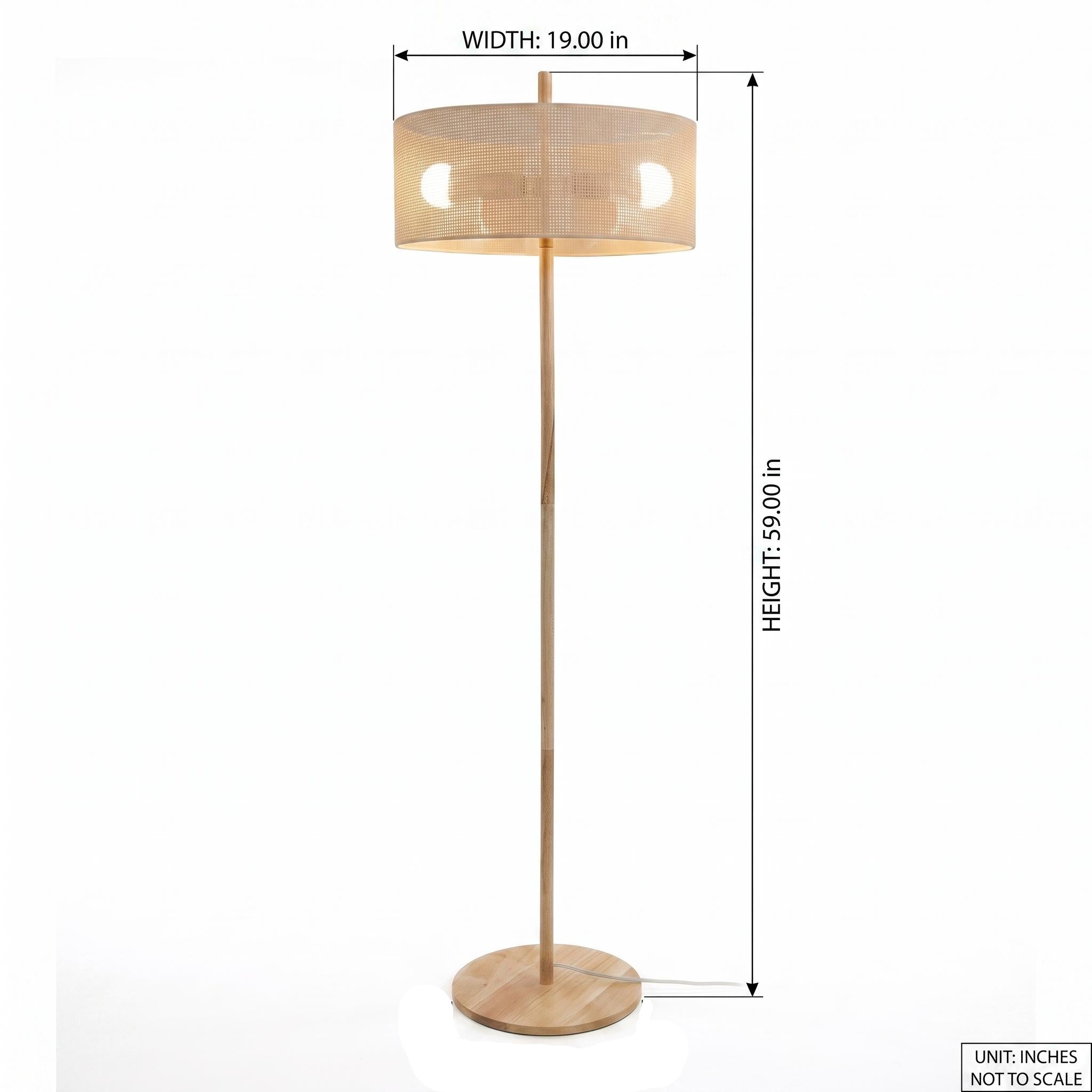 Verbena 59" Classic Modern Wood Floor Lamp with Rattan Shade