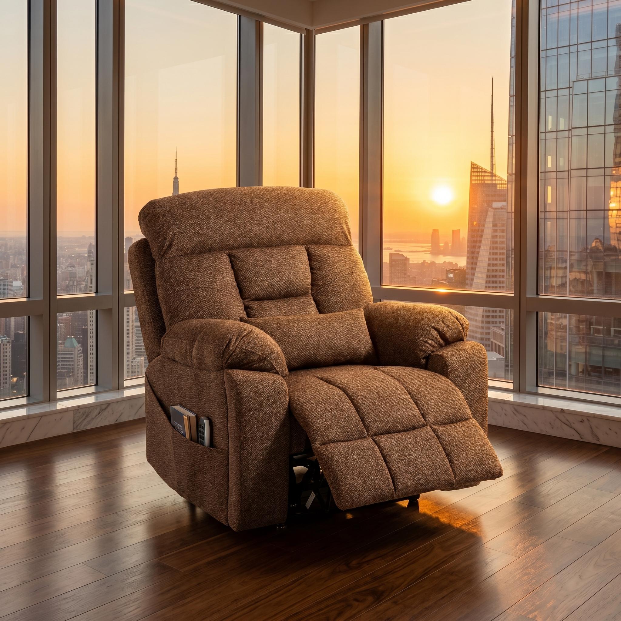 Guymon 41" Oversized Velvet Power Lift Recliner Chair with Dual Motor and 180° Lay-Flat