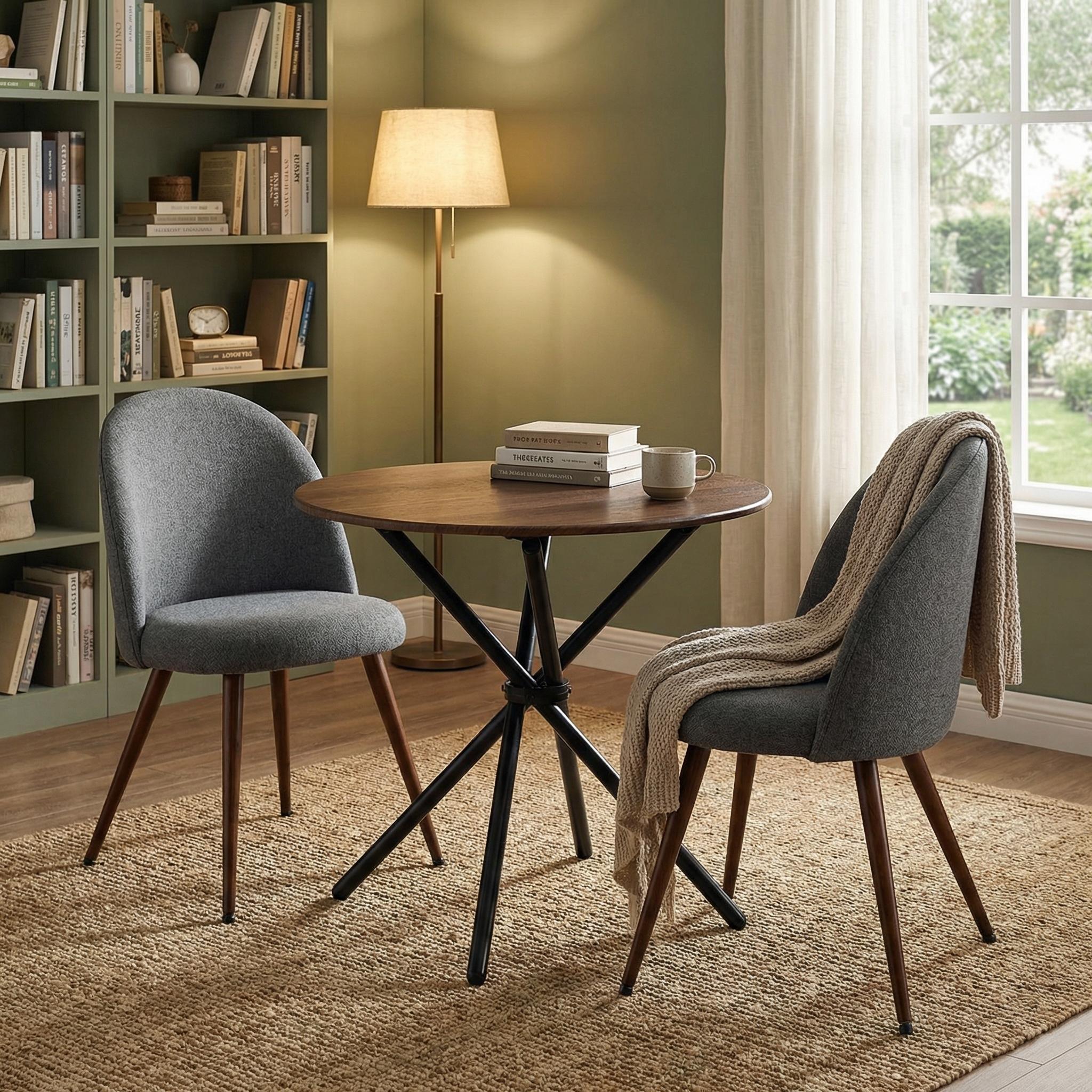 Fontana 3 Piece Brown Dining Table Set with 2 Haven Upholstered Chairs