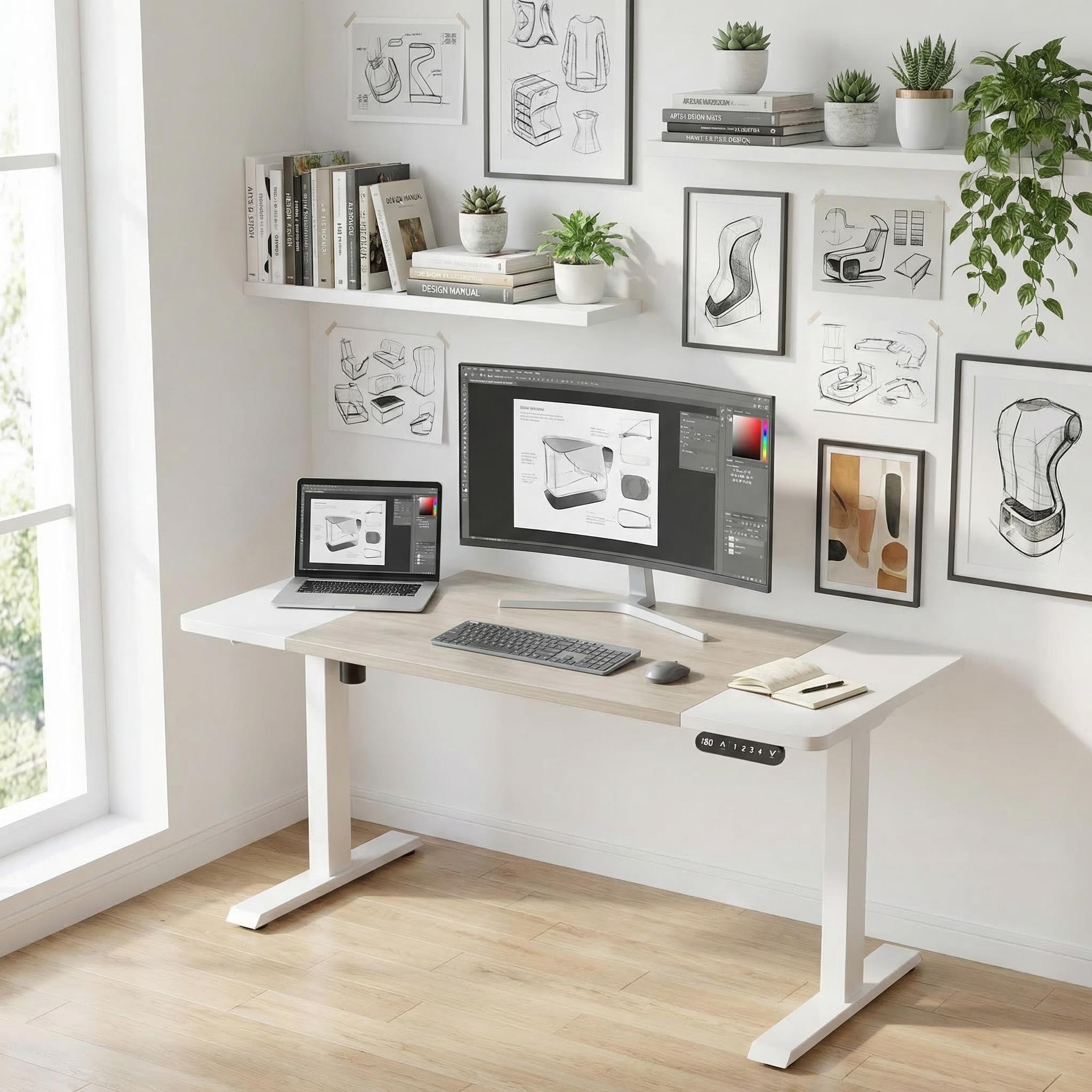 Arvo 63" Electric Standing Desk with with Dual-Tone Desktop