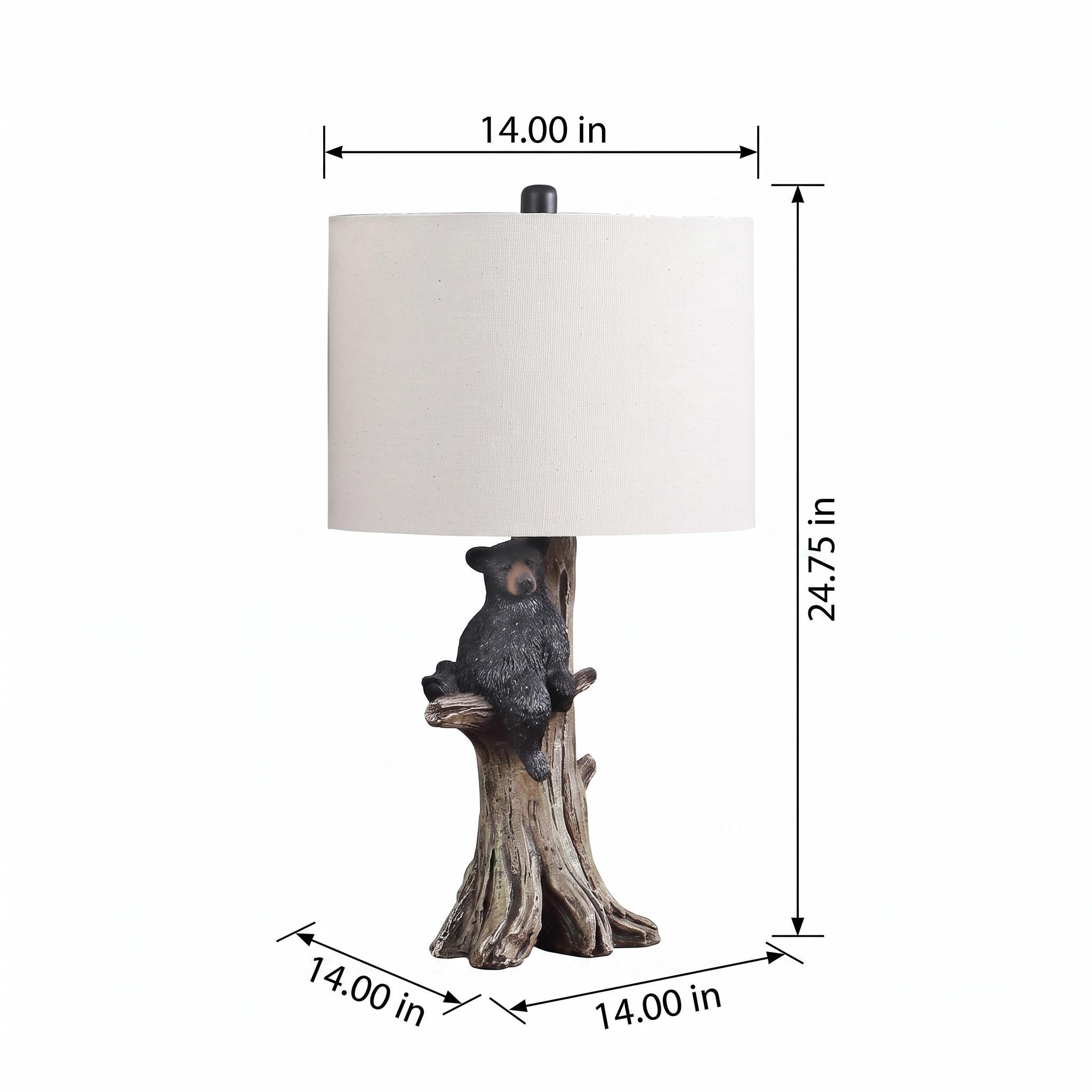 Peony 25" ModernTable Lamp with Black Bear Decoration