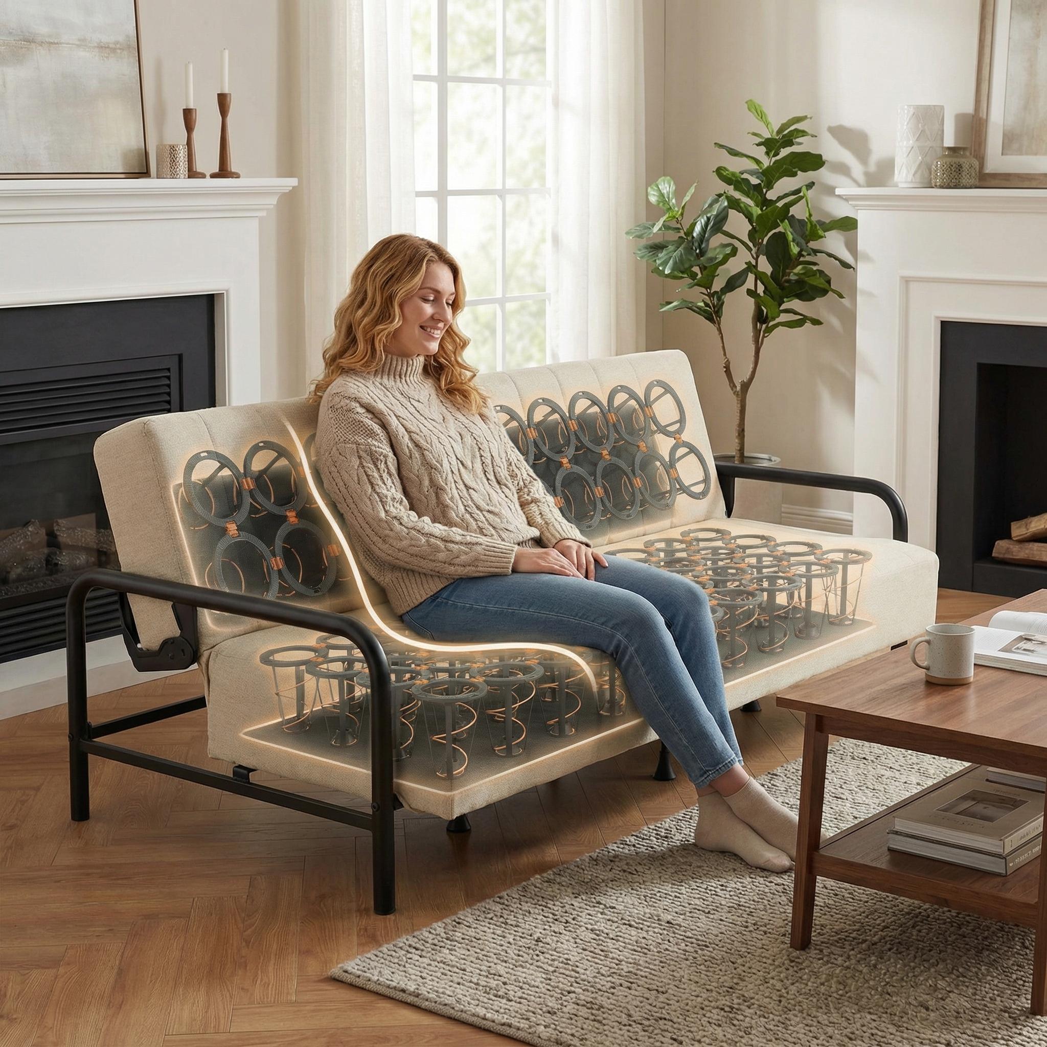 CLICKO 78" 3-Seater Sofa Bed 8" Spring Extra Wide Sleep Easy Assembly