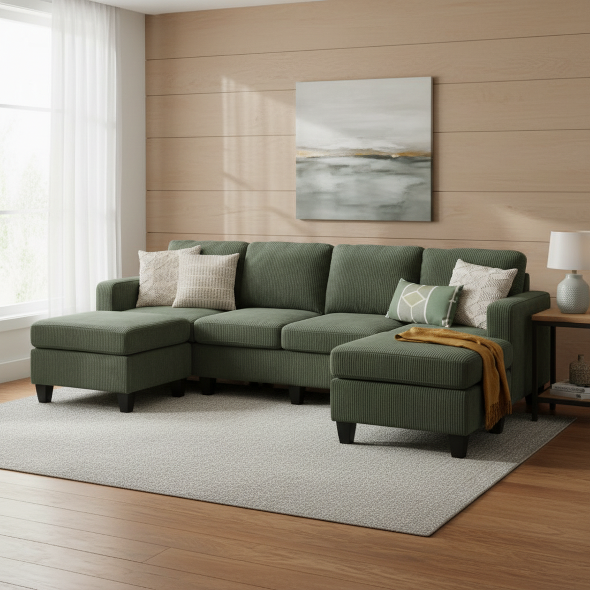 Dublin 101" U-Shaped Sectional Sofa with 2 Ottomans
