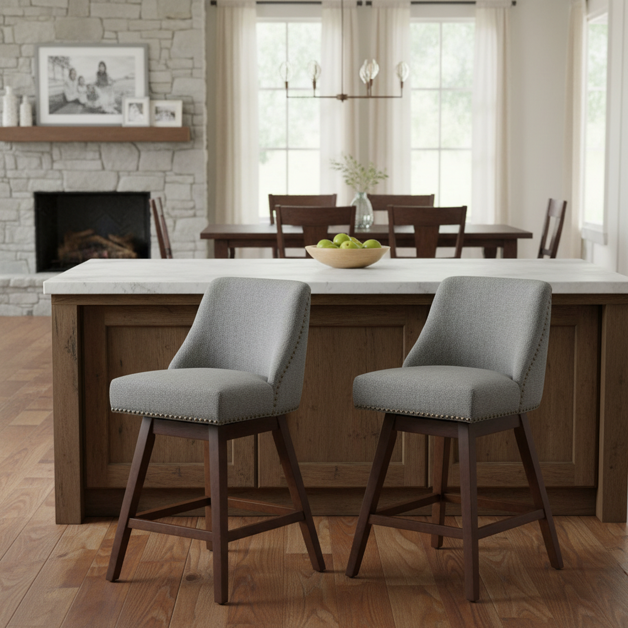 Homy Casa Chablis 26" Swivel Counter Height Upholstered Bar Stools Set of 2