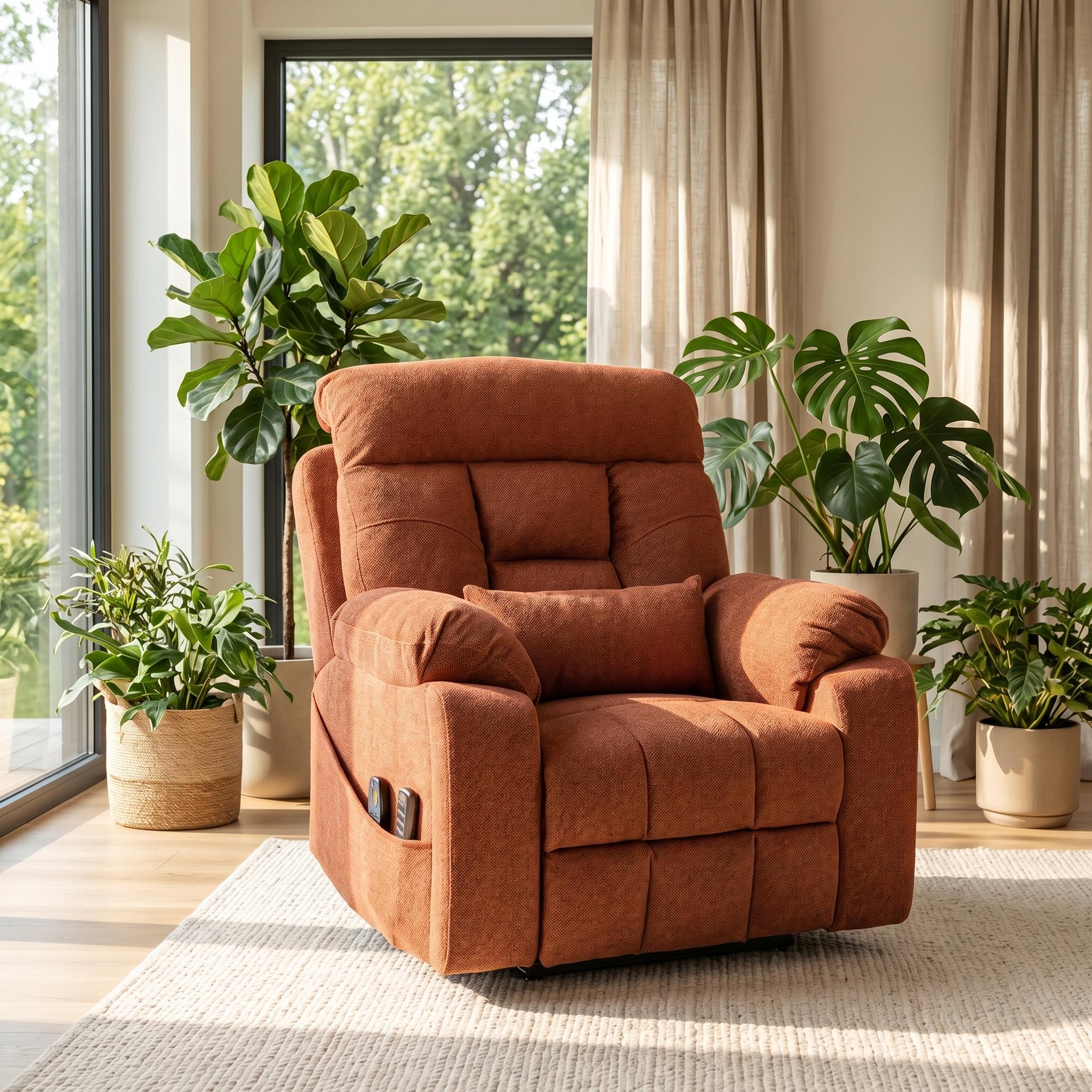 Guymon 41" Oversized Velvet Power Lift Recliner Chair with Dual Motor and 180° Lay-Flat