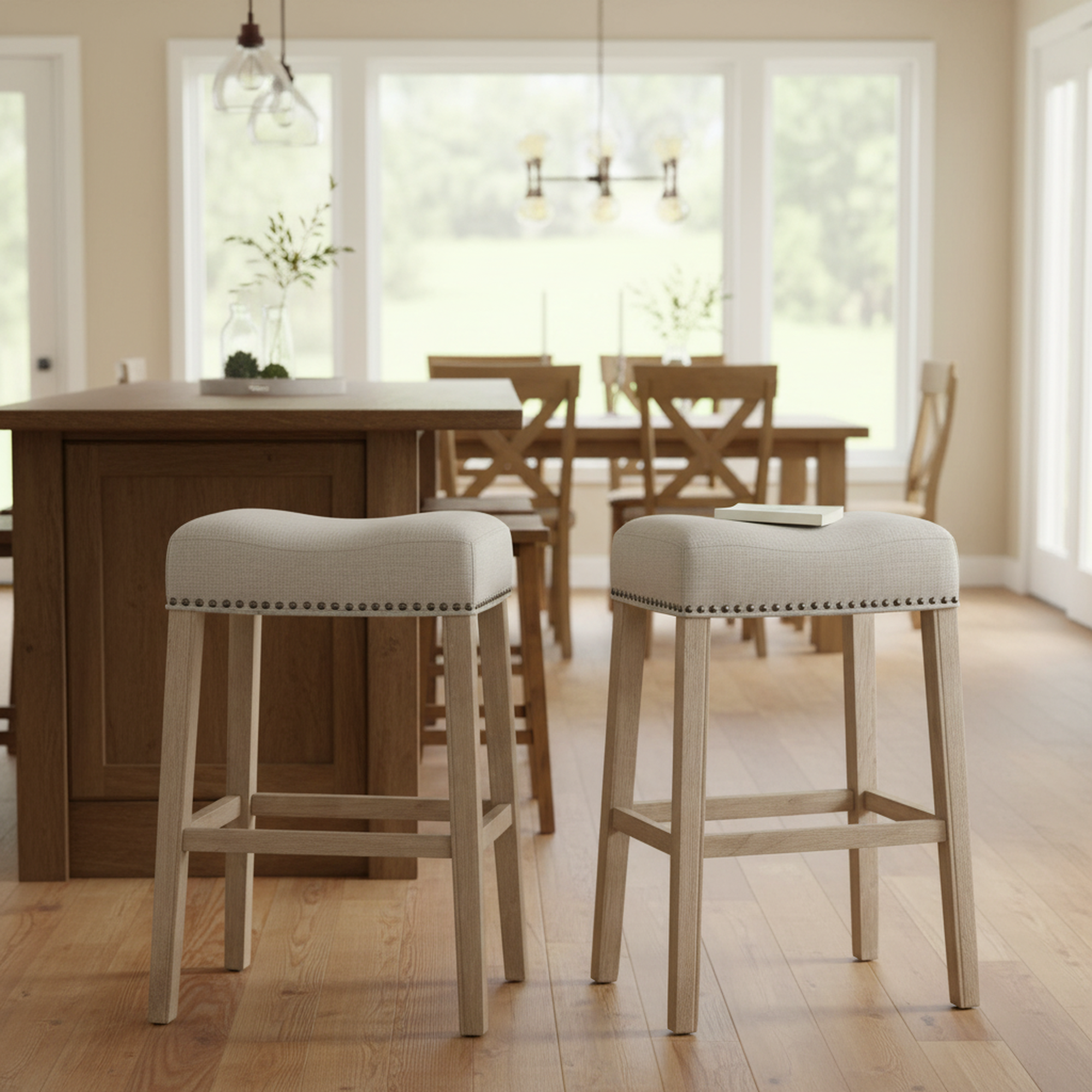 Rioja 29" Upholstered Backless Saddle Bar Stool Set of 2